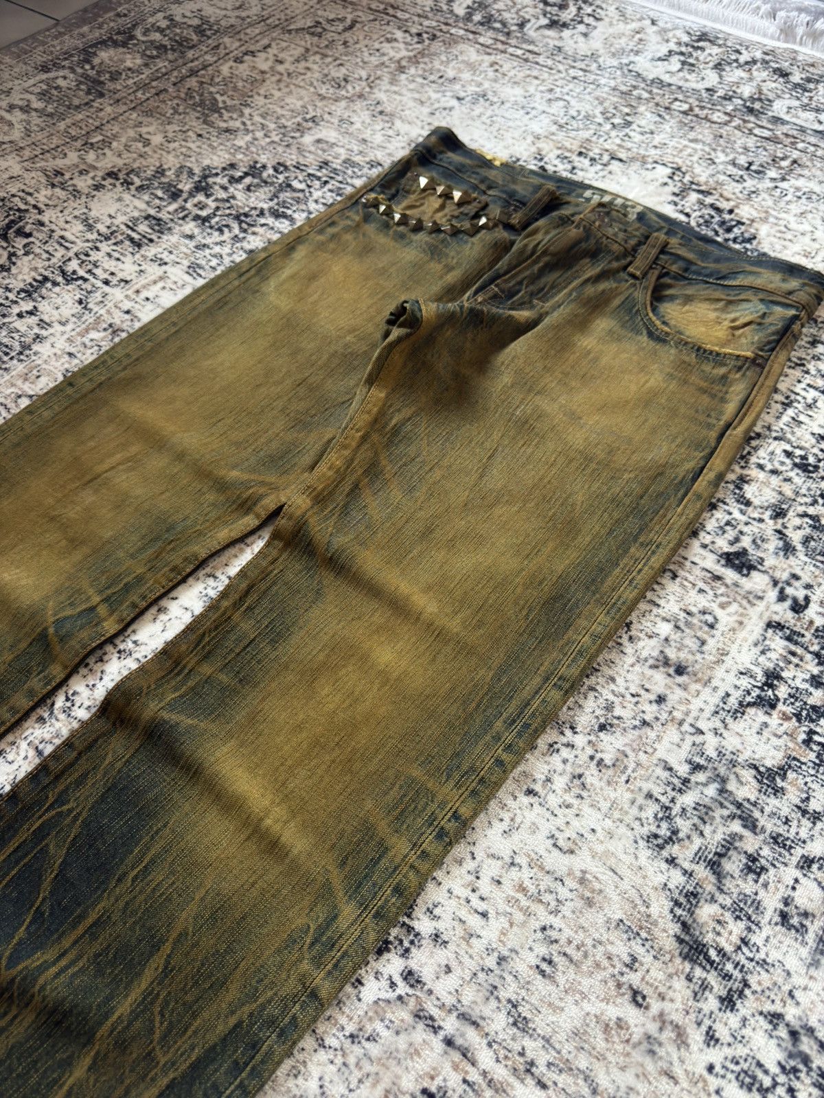 If Six Was Nine EDWIN 503 Muddy Wash Patin Fade Studded Loose Jeans Size US 32 / EU 48 - 6 Thumbnail