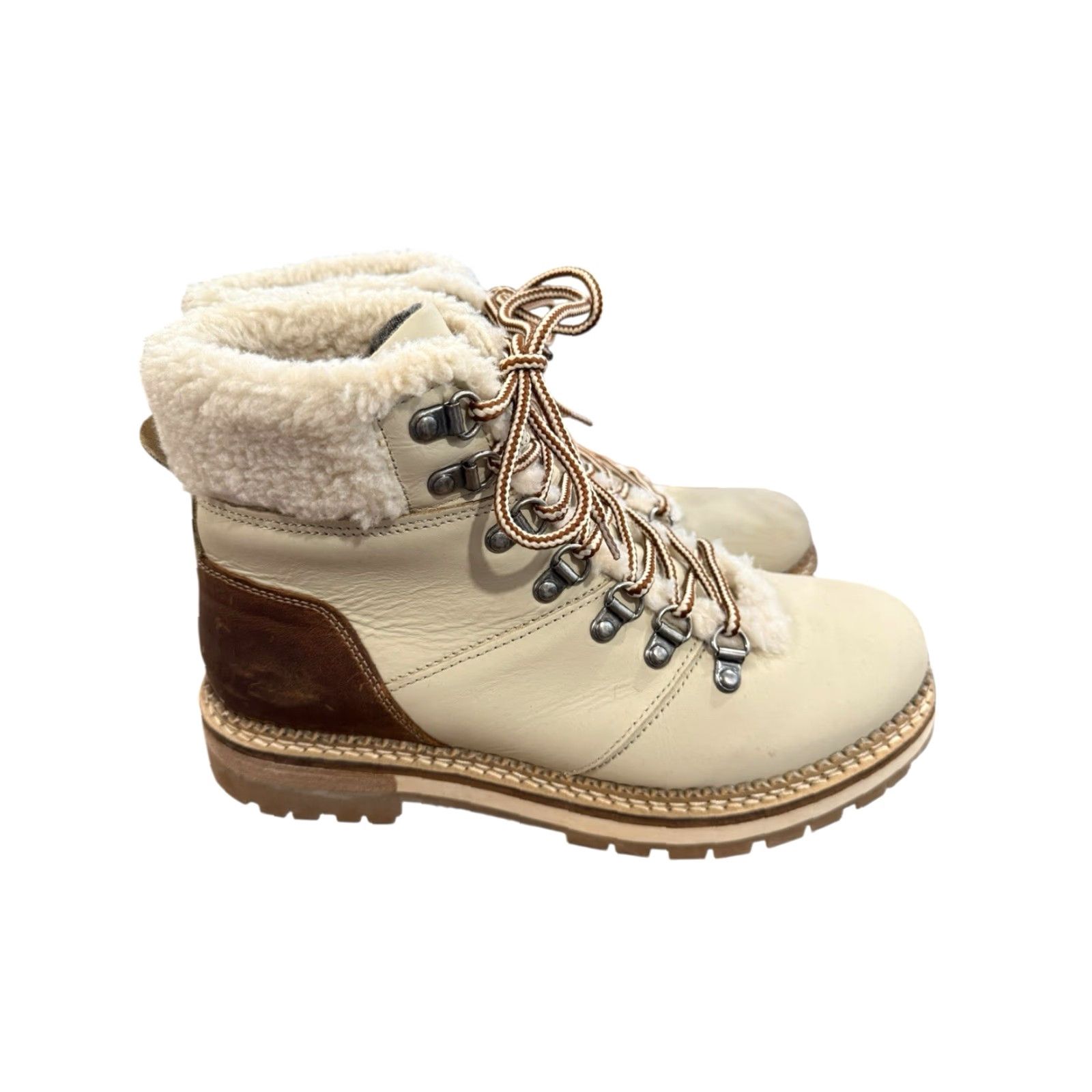 Vintage Alpine Design Beige Faux Shearling Holly Leather Hiking Boots Size 9.5 Women Size US 10 / IT 40 - 4 Thumbnail