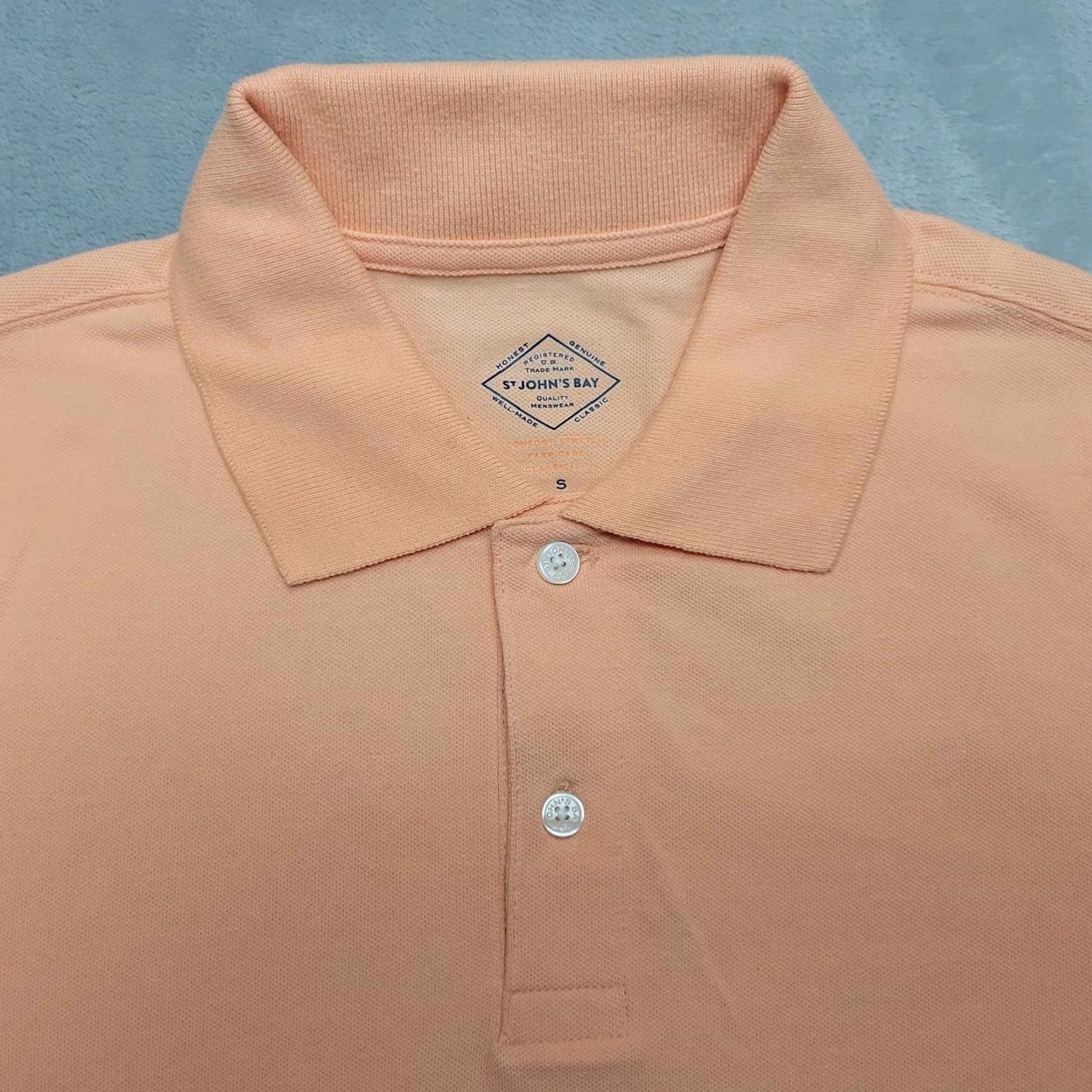 Vintage St Johns Bay Polo Shirt Mens Small Peach Performance Short Sleeve Golf Shirt Size US S / EU 44-46 / 1 - 3 Thumbnail