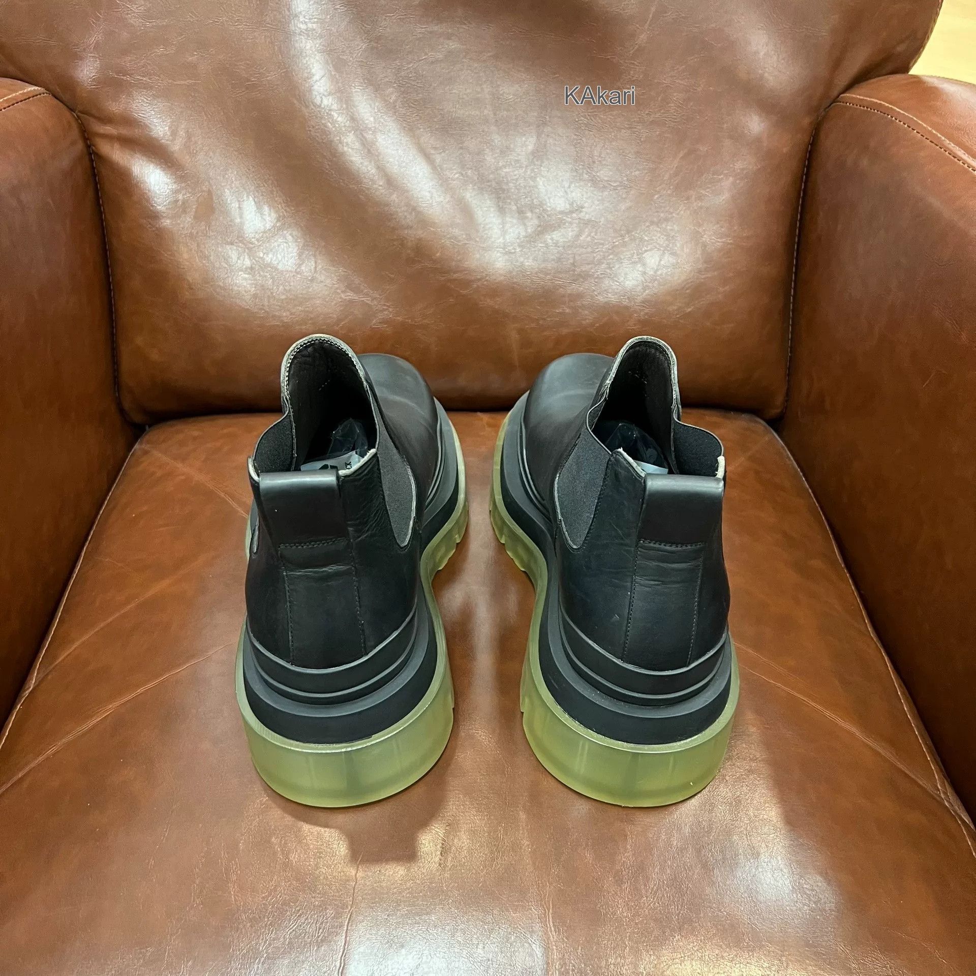 Bottega Veneta BV Black Green Jelly Sole Low Boots Size US 9.5 / EU 42-43 - 3 Thumbnail