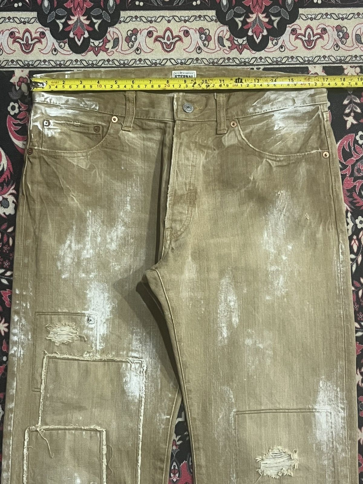 Kapital Eternal Bitchu Kurasaki Brown Paint Splattered Patches Jeans Size US 32 / EU 48 - 13 Thumbnail