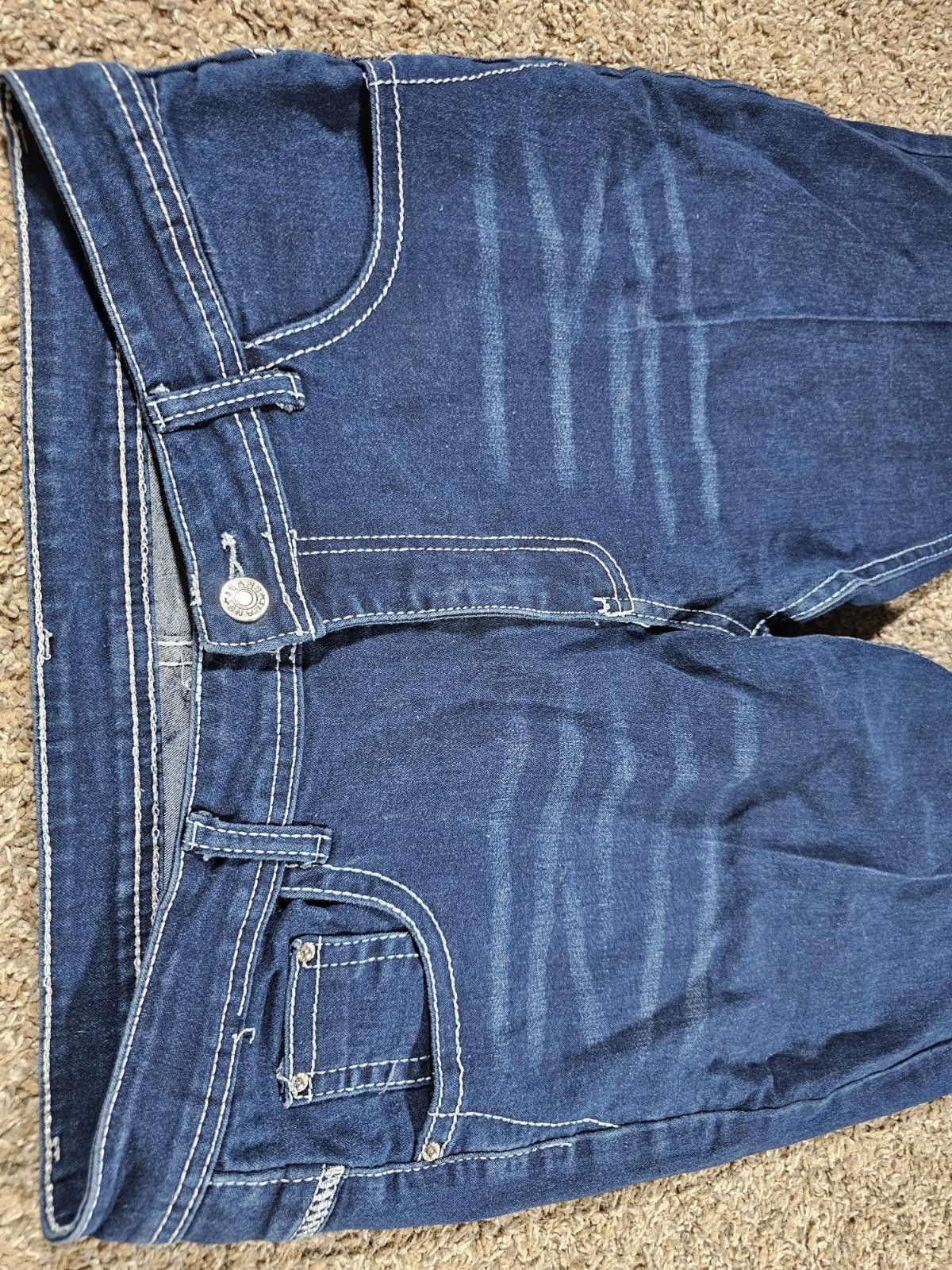 Unknown London Feather embroidery pockets Large blue jeans APPROX 30x31 Size 36" / US 14 / IT 50 - 2 Thumbnail