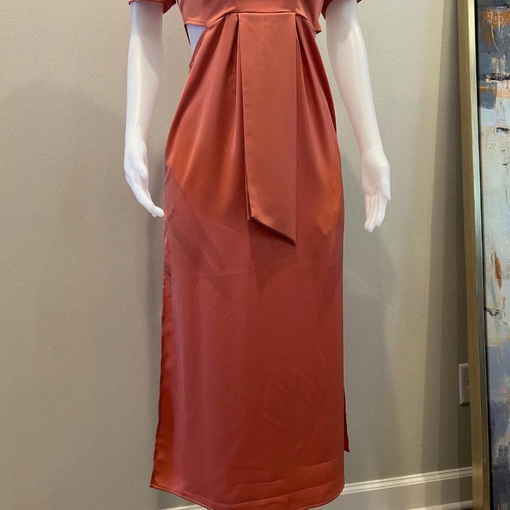 Designer C/Meo Collective Persimmon "Provided" Midi Cut Out Dress Size M / US 6-8 / IT 42-44 - 4 Thumbnail