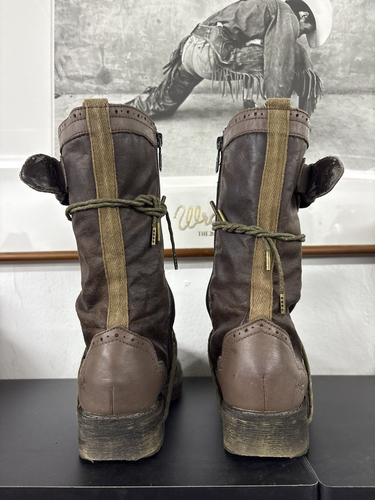 Alfredo Bannister Yosuke Dirk Bikkembergs style lace trough heel leather boots Size US 7.5 / EU 40-41 - 25 Thumbnail