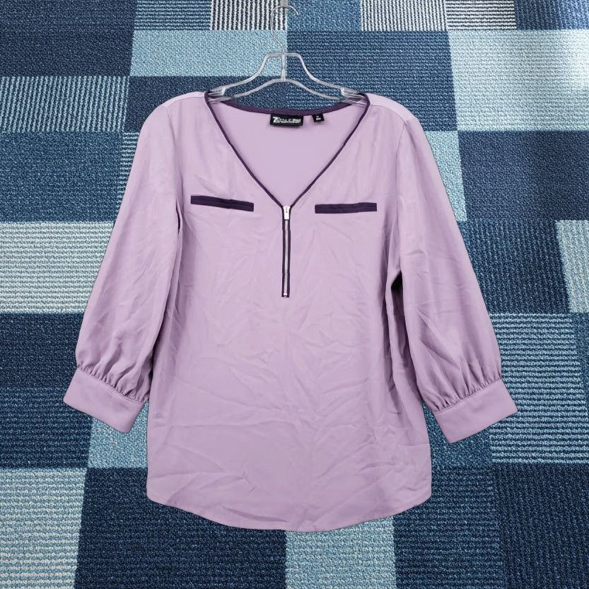 Vintage New York & Company Blouse Womens XS Purple 7th Avenue Design Studio 3/4 Sleeves Size XS / US 0-2 / IT 36-38 - 1 Thumbnail