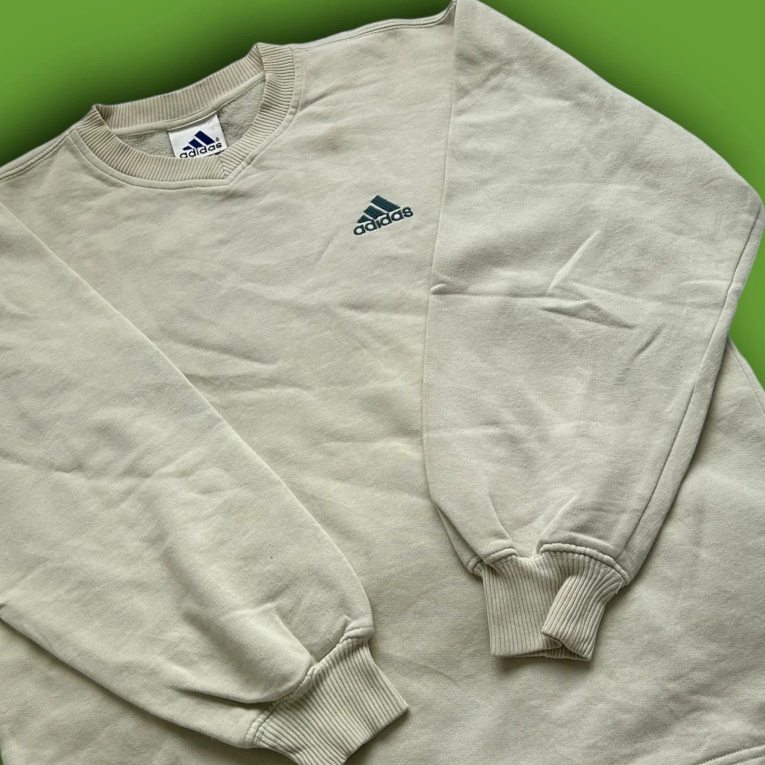 Adidas Vintage 90s Adidas Embroidered V Neck Sweatshirt Size US M / EU 48-50 / 2 - 2 Thumbnail