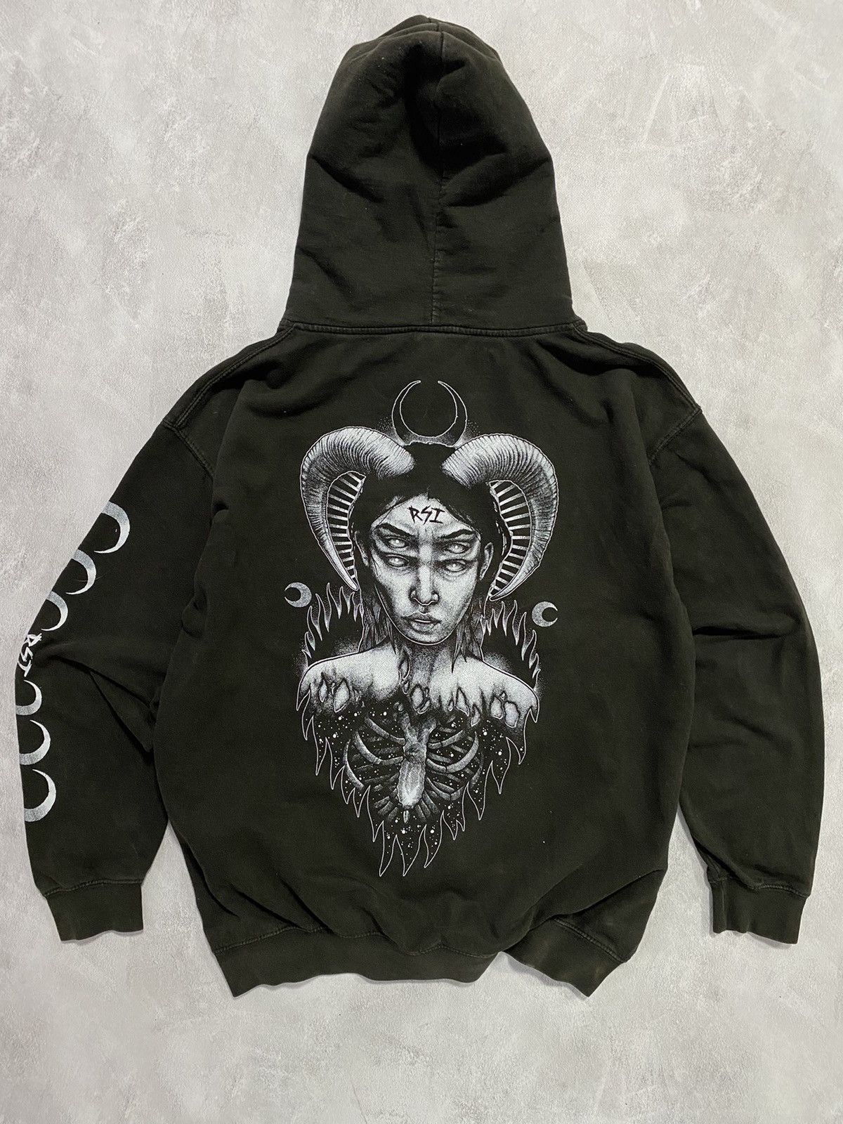 Band Tees × Vintage Vintage 90s Zip-Up Hoodie R.S.I Night Women Satanic Size US XL / EU 56 / 4 - 1 Thumbnail
