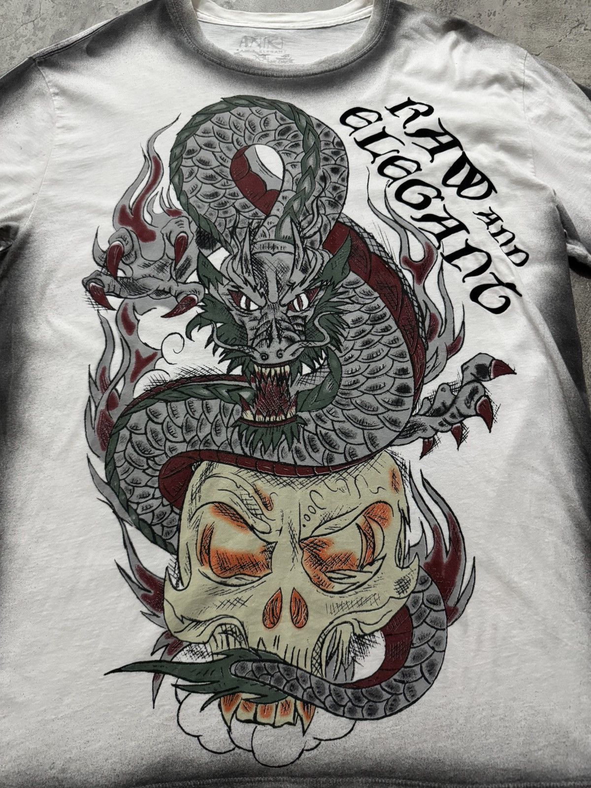 Japanese Brand 2000s ANIKI USA SUKAJAN DRAGON SKULL TEE Size US L / EU 52-54 / 3 - 3 Thumbnail