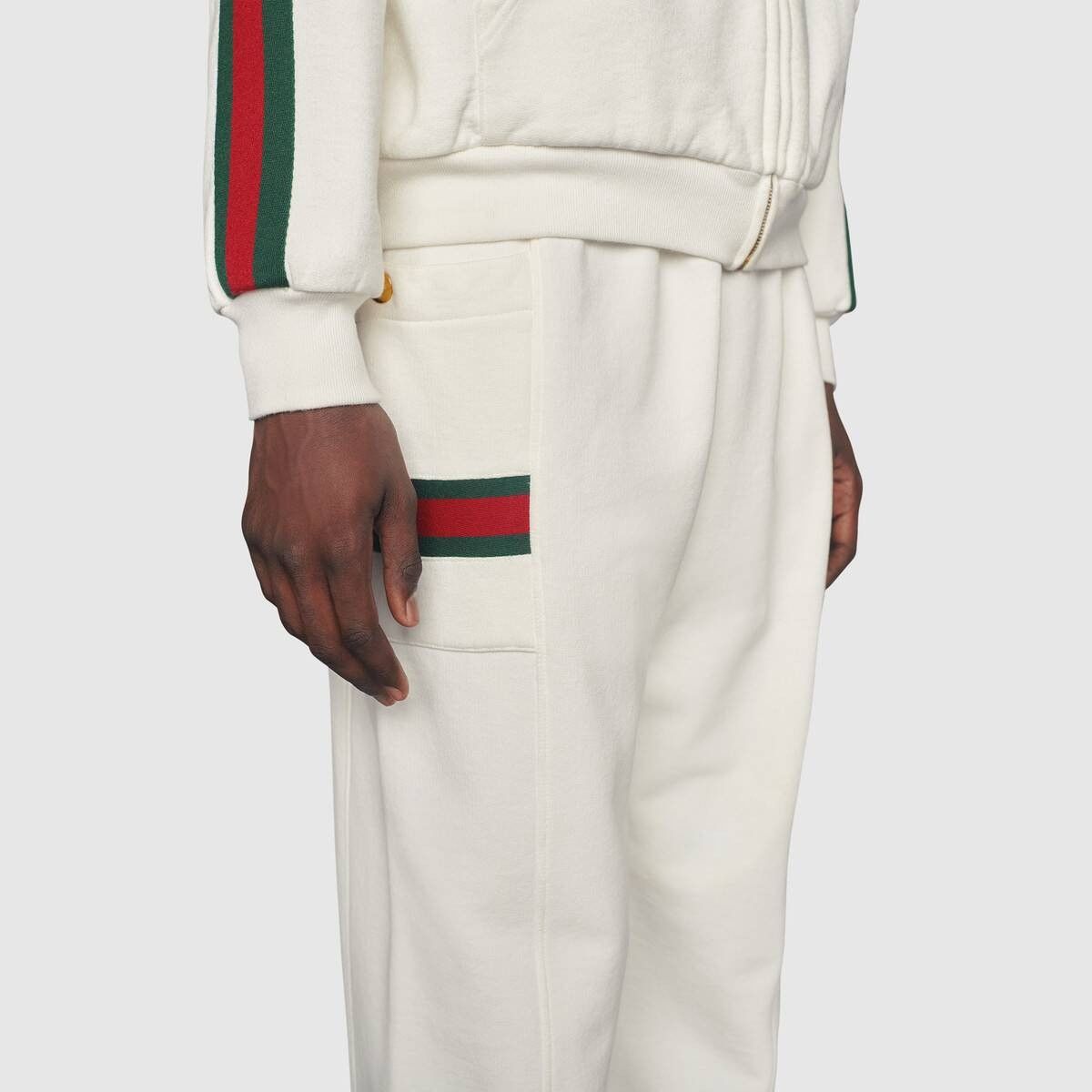 Gucci o1mt1gz0725 Jersey Jogging pant With Web in White Size US 32 / EU 48 - 6 Thumbnail