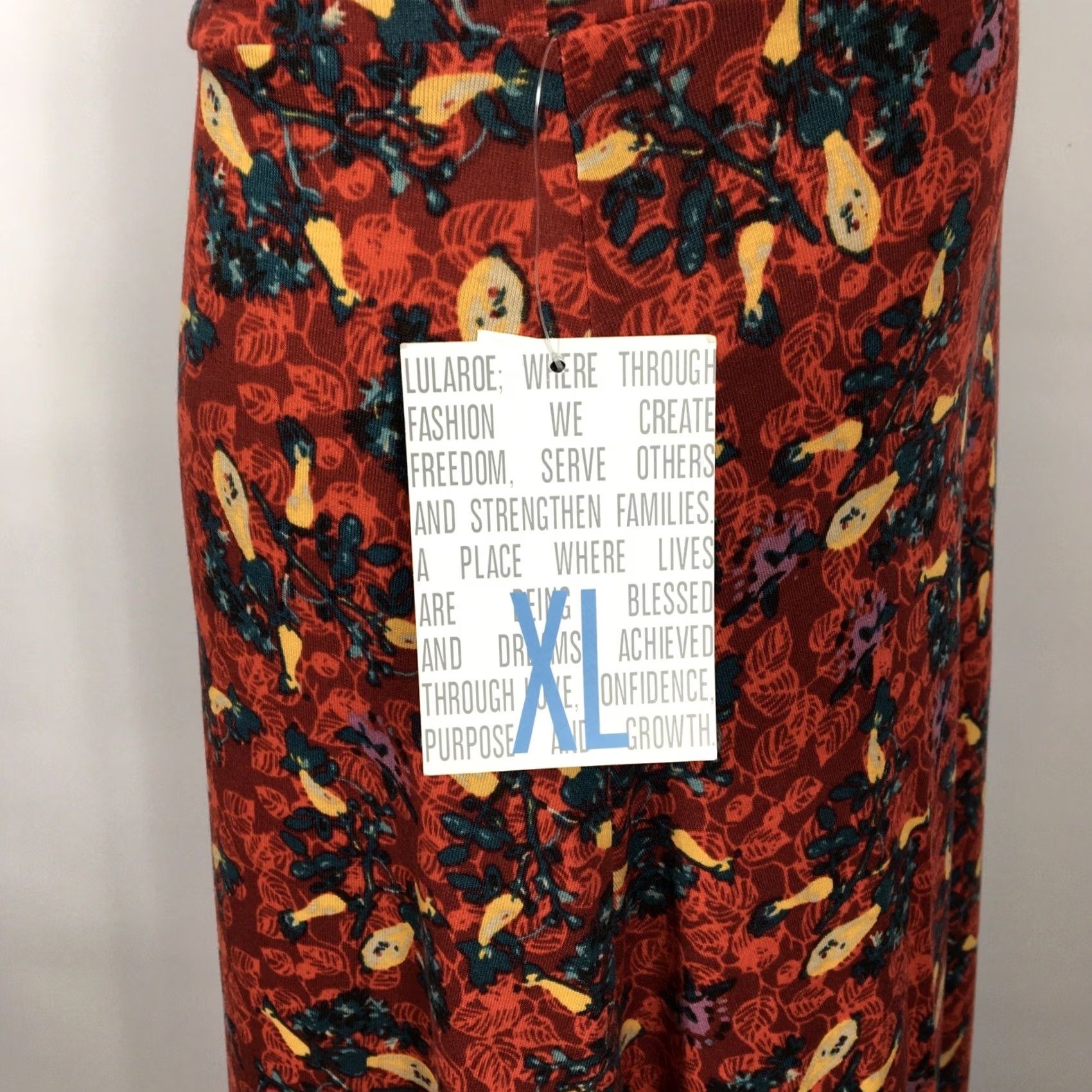 Vintage LuLaRoe Dress Womens XL Maxi Skirt Floral Red Leaves Geometric RARE NEW NWT Size 40" / US 18 - 7 Thumbnail