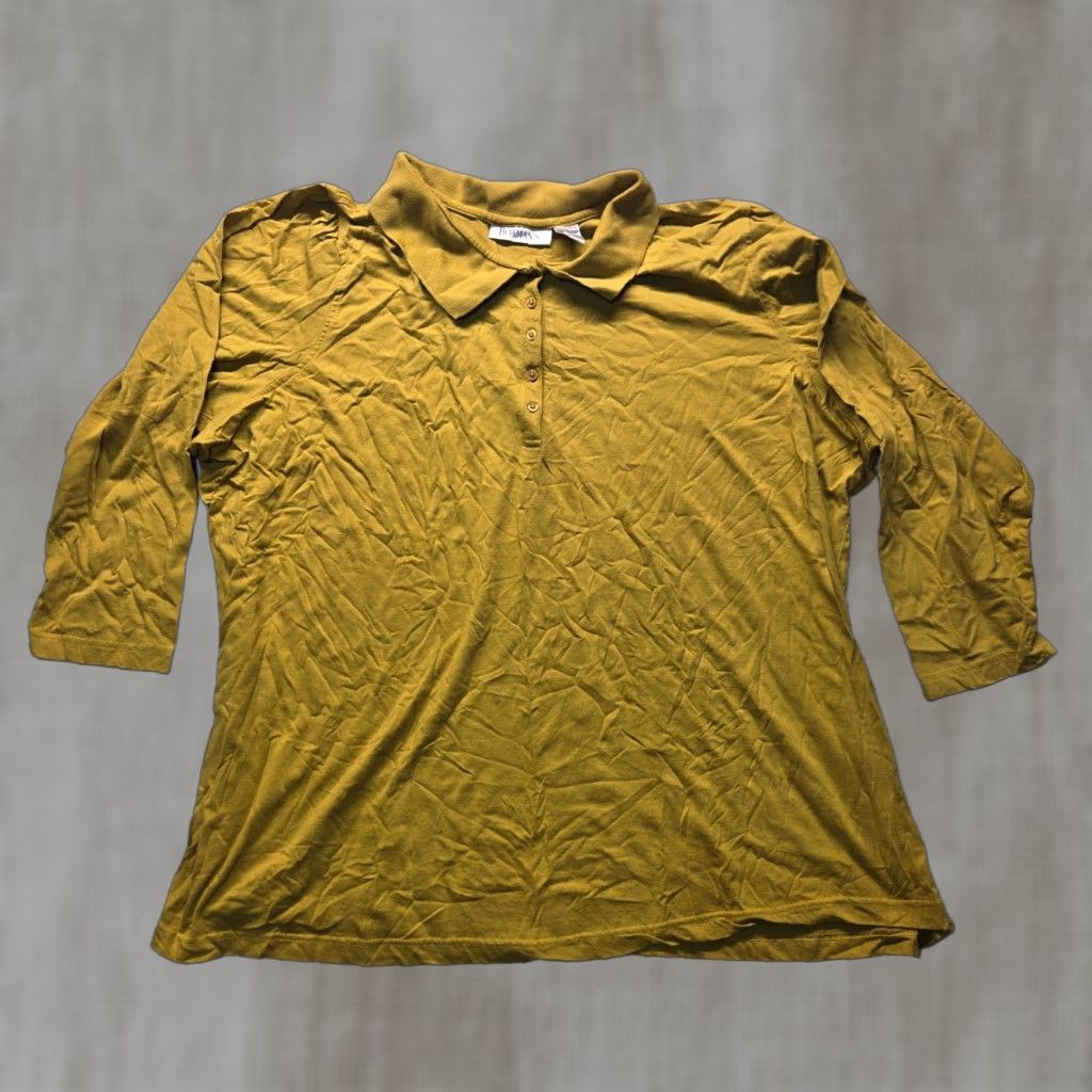 Vintage VINTAGE Roaman's Shirt Plus 4X Adult Women's Yellow Long Sleeve Mock Neck Casual Knit Cotton Polyester All Seasons 80s 90s Classic Retro USA Womens Size XXL / US 16-18 / IT 52-54 - 1 Thumbnail