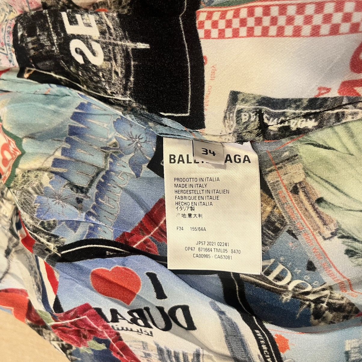 Balenciaga $1050 Balenciaga Logo Postcard Print Silk Shorts, Size 44 Size US 28 / EU 44 - 12 Thumbnail