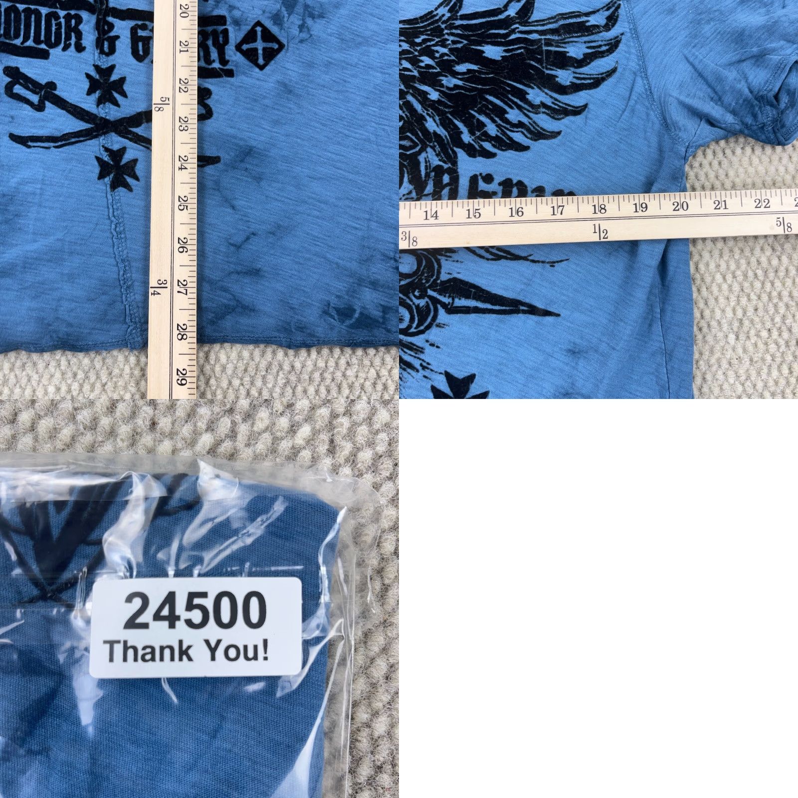 Vintage VINTAGE Raw State Men’s T-Shirt Large Blue Black Graphic Tee Short Sleeve Reversible All Seasons Guitar Skull 90s Size US L / EU 52-54 / 3 - 8 Thumbnail