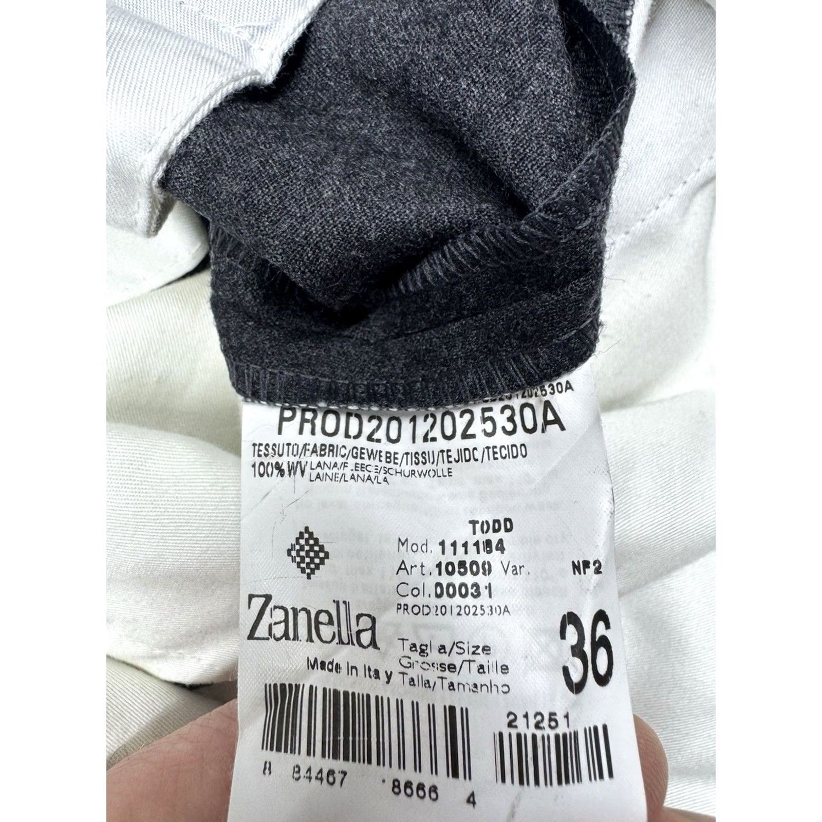Zanella Zanella Italy Wool Dress Pants Flat Front Trousers Gray Twill (Measures 34x27) Size US 34 / EU 50 - 2 Thumbnail
