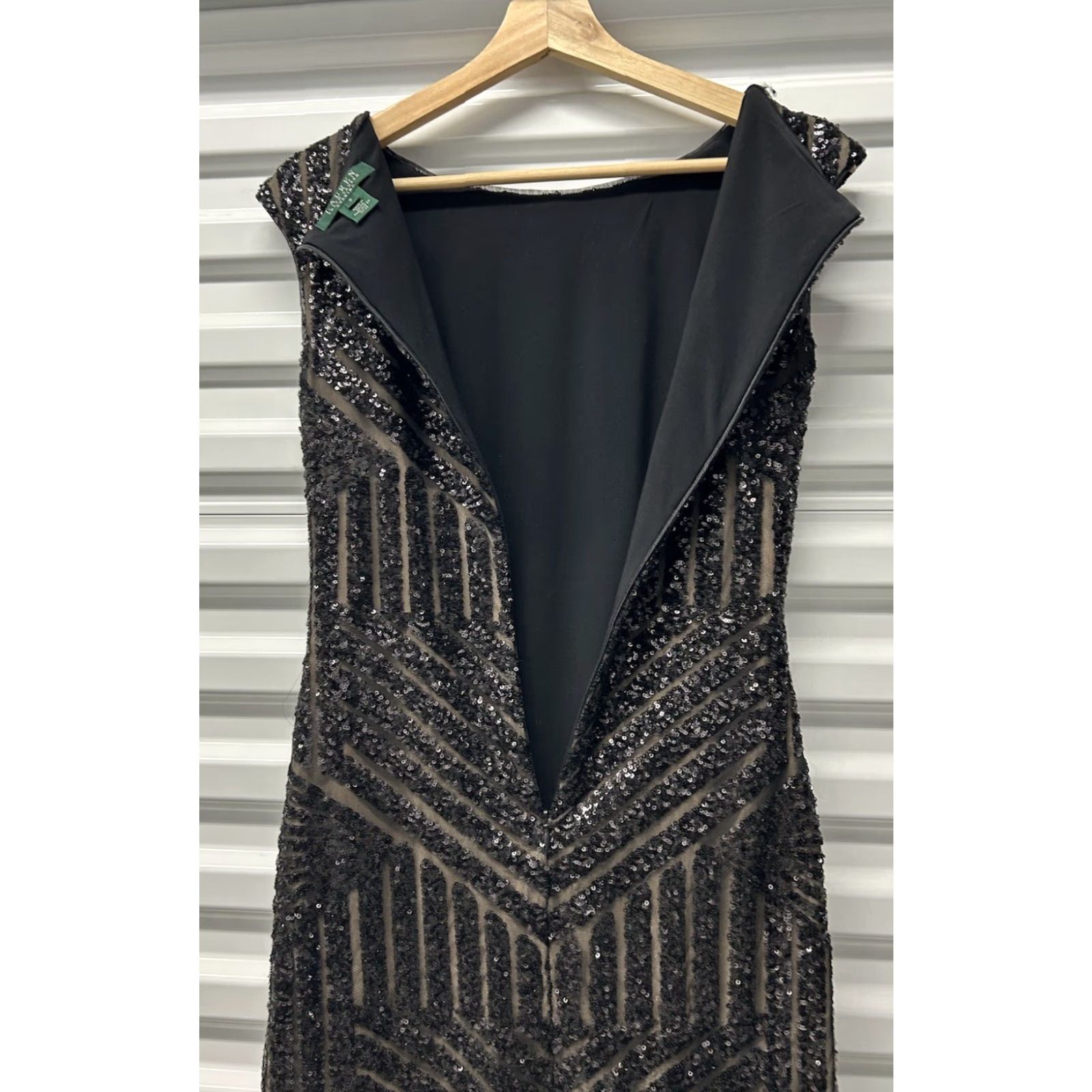 Ralph Lauren Ralph Lauren Women’s Evening Navy Blue Sequin Maxi Gown Dress Sleeveless Boat Neck Zip Size 12P Formal Party Wedding Size XL / US 12-14 / IT 48-50 - 3 Thumbnail