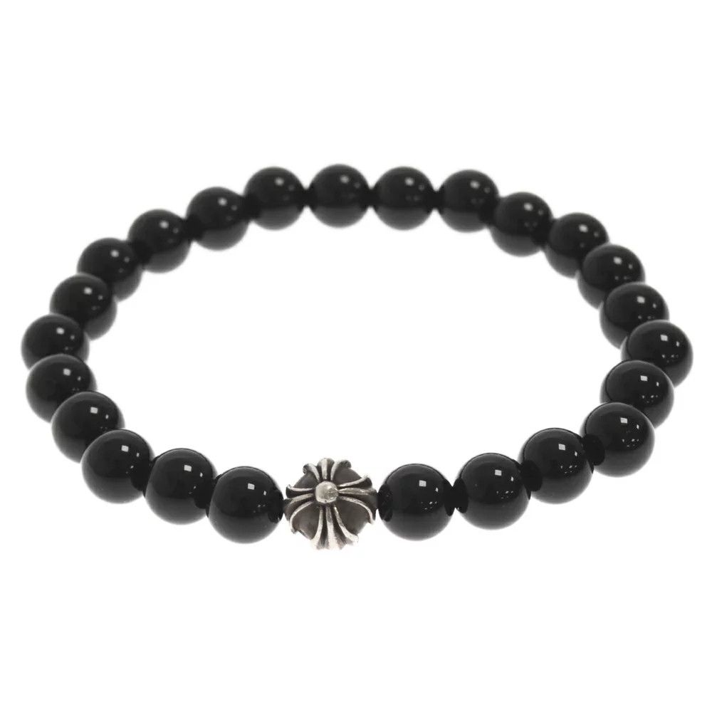 image of Chrome Hearts Black Beaded Bracelet in Silver, Men's