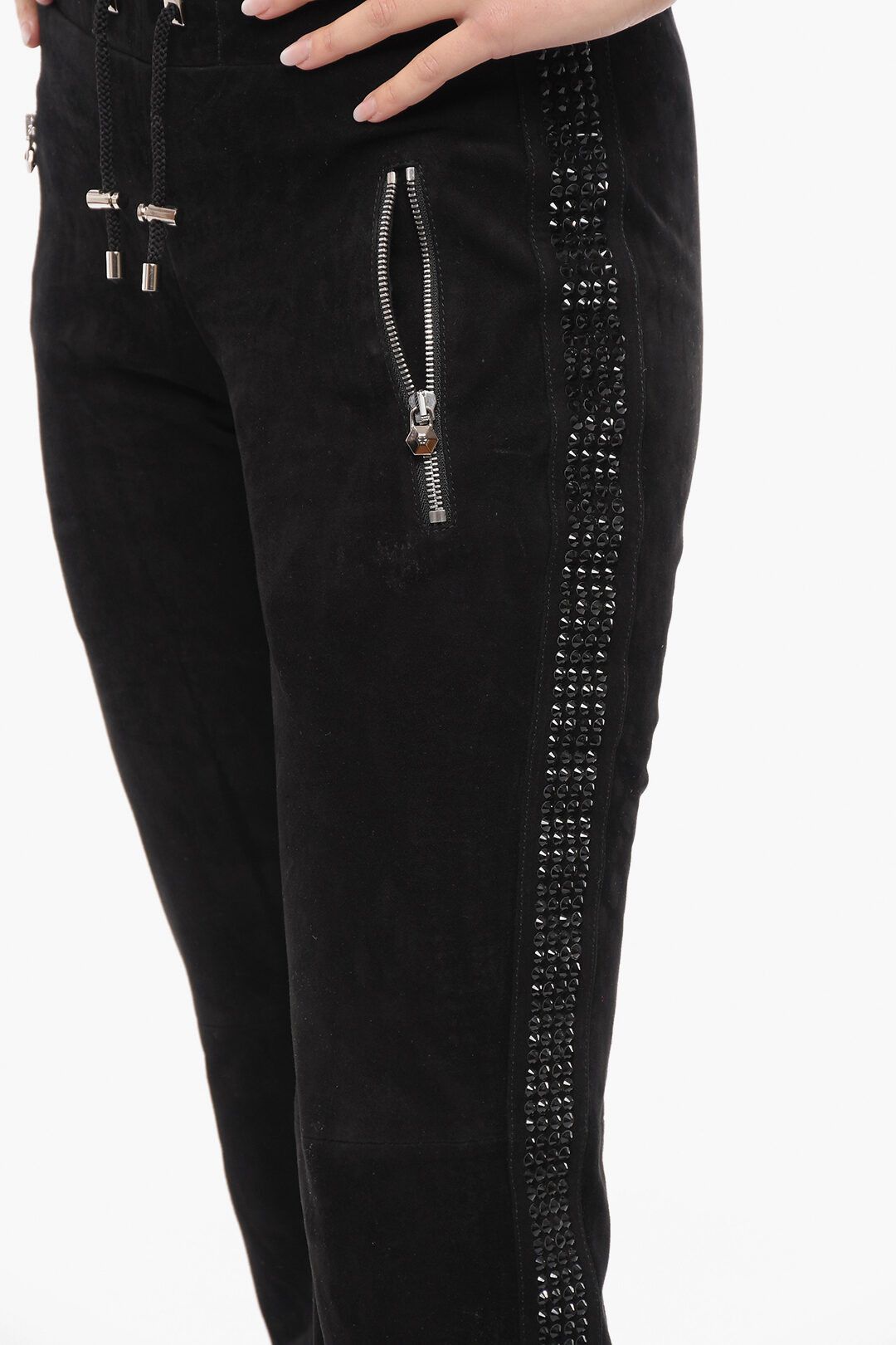 Philipp Plein og1mm0824 Sweatpants With Crystals in Black Size 28" / US 6 / IT 42 - 3 Thumbnail