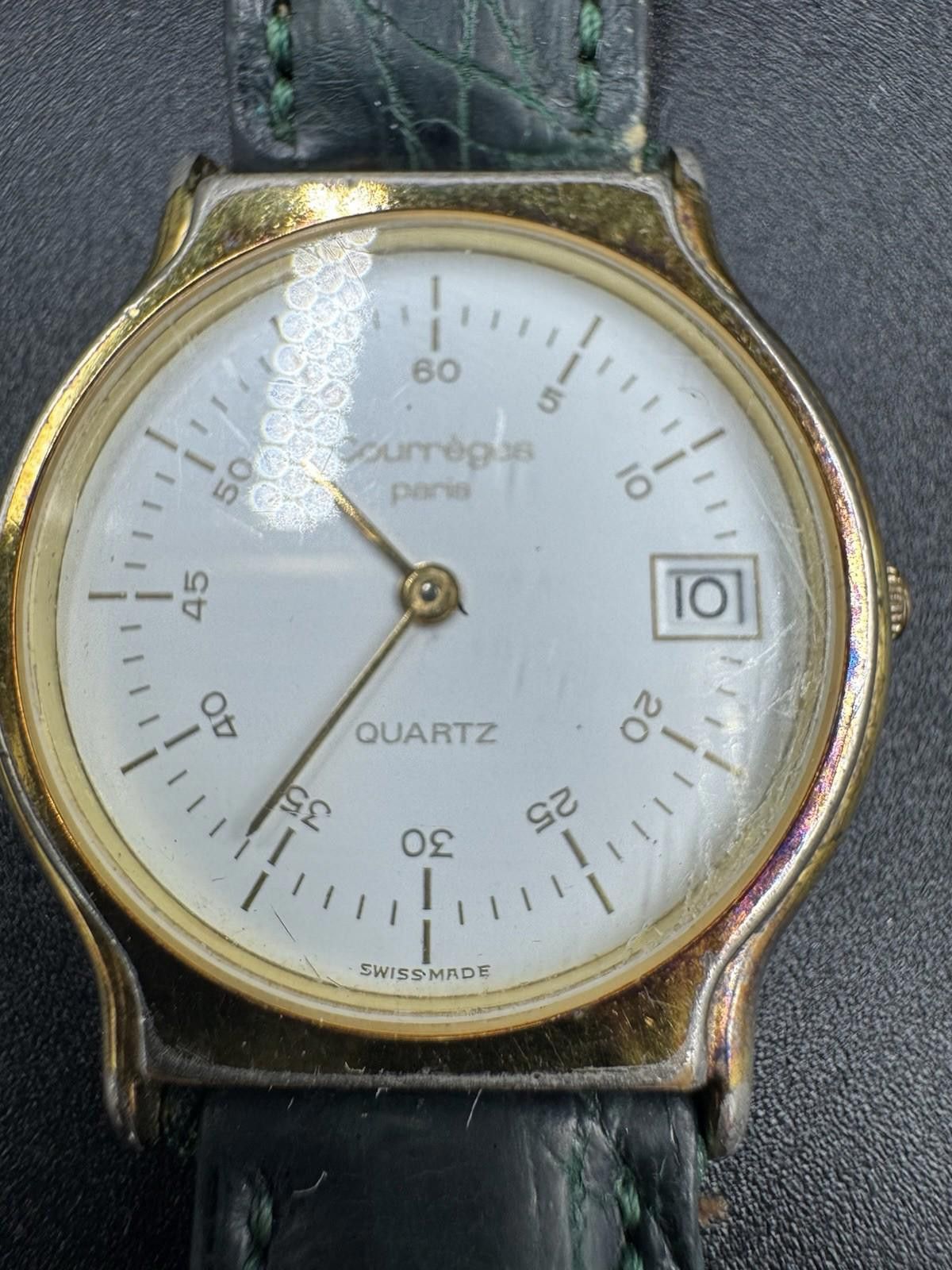Courreges Vintage Courreges Paris Quartz Date Watch Swiss Made White D Size ONE SIZE - 6 Thumbnail