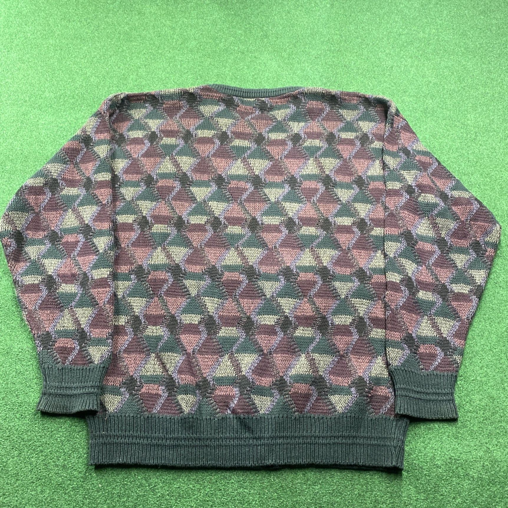 Jantzen VINTAGE Jantzen Sweatshirt Mens XL Gray 90S 3D Knit Argyle Logo USA Shirt Size US XL / EU 56 / 4 - 4 Thumbnail