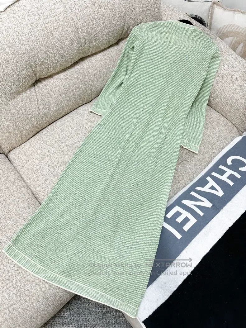 Chanel Chanel Green and white long-sleeved long knitted cardigan Size XXS / US 00 / IT 34 - 3 Thumbnail