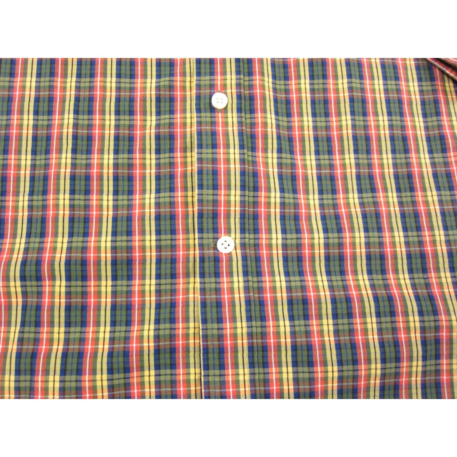 Lands' End Lands' End Shirt Adult 17.5 Green Yellow Blue Oxford Button Up Cotton 90s Mens Size US XXL / EU 58 / 5 - 6 Thumbnail