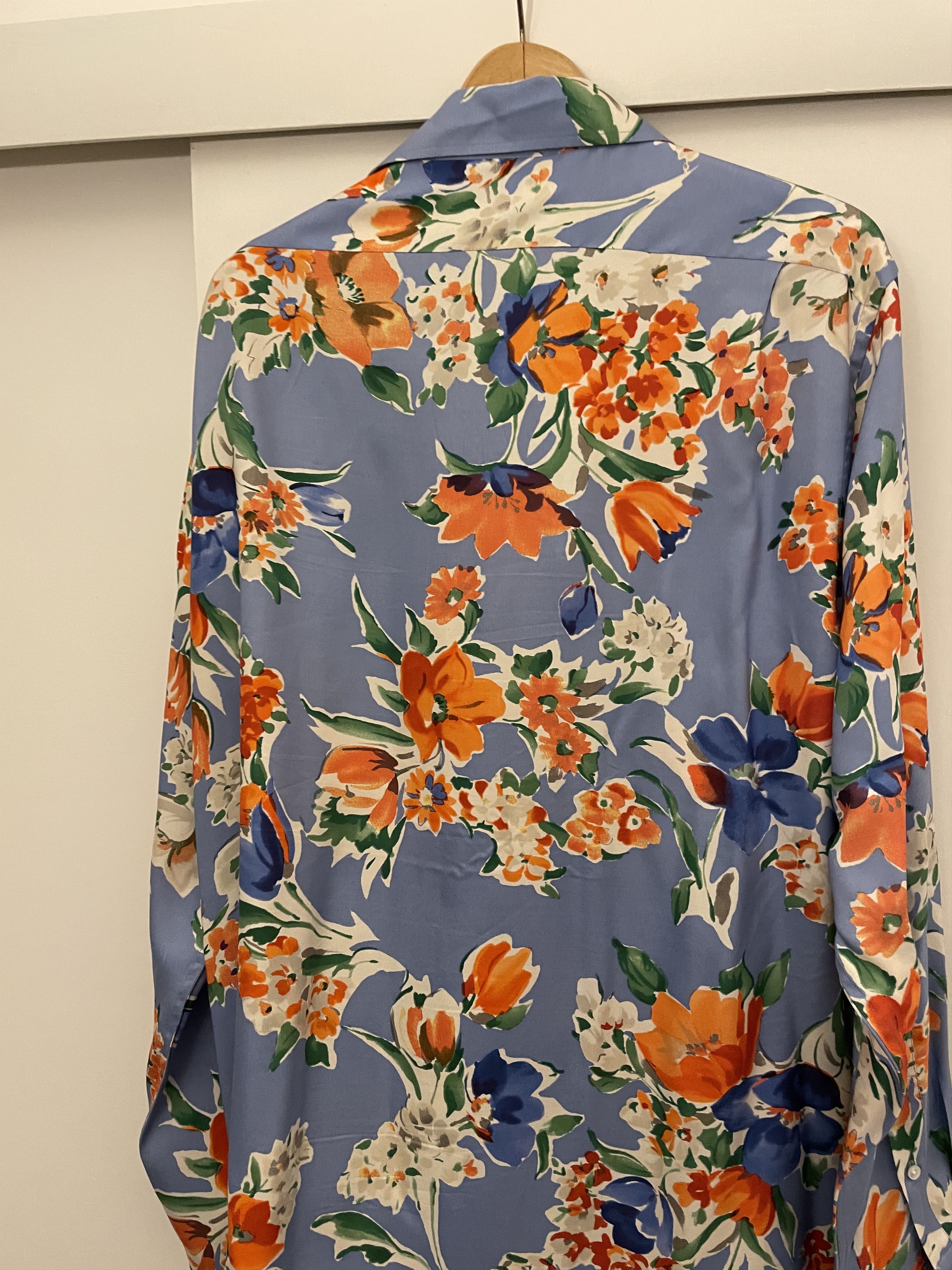 Ralph Lauren Purple Label Floral Blue 100% silk shirt Size US XL / EU 56 / 4 - 3 Thumbnail