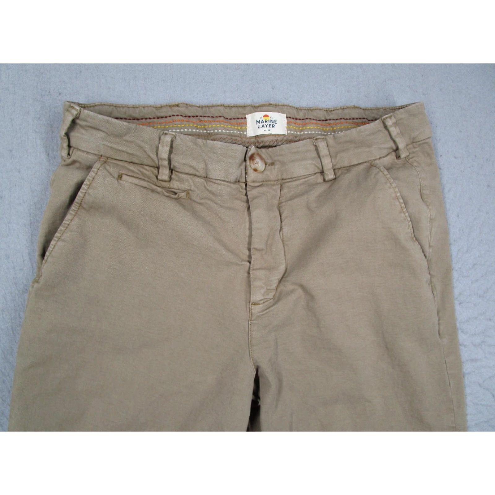 Marine Layer Marine Layer Pants Mens 32x34 Khaki Chino Stretch Twill Organic Style 15707 Size US 32 / EU 48 - 2 Thumbnail