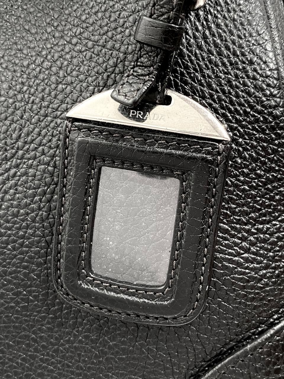 Prada Prada Logo Black Leather Vitello Daino Hobo Shoulder Bag Size ONE SIZE - 8 Thumbnail