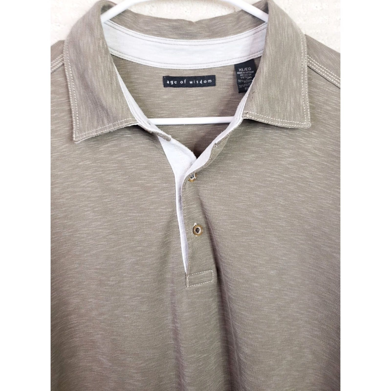 Vintage Age of Wisdom Polo Shirt Mens XL Extra Large Brown Modal Performance Short Slv Size US XL / EU 56 / 4 - 3 Thumbnail