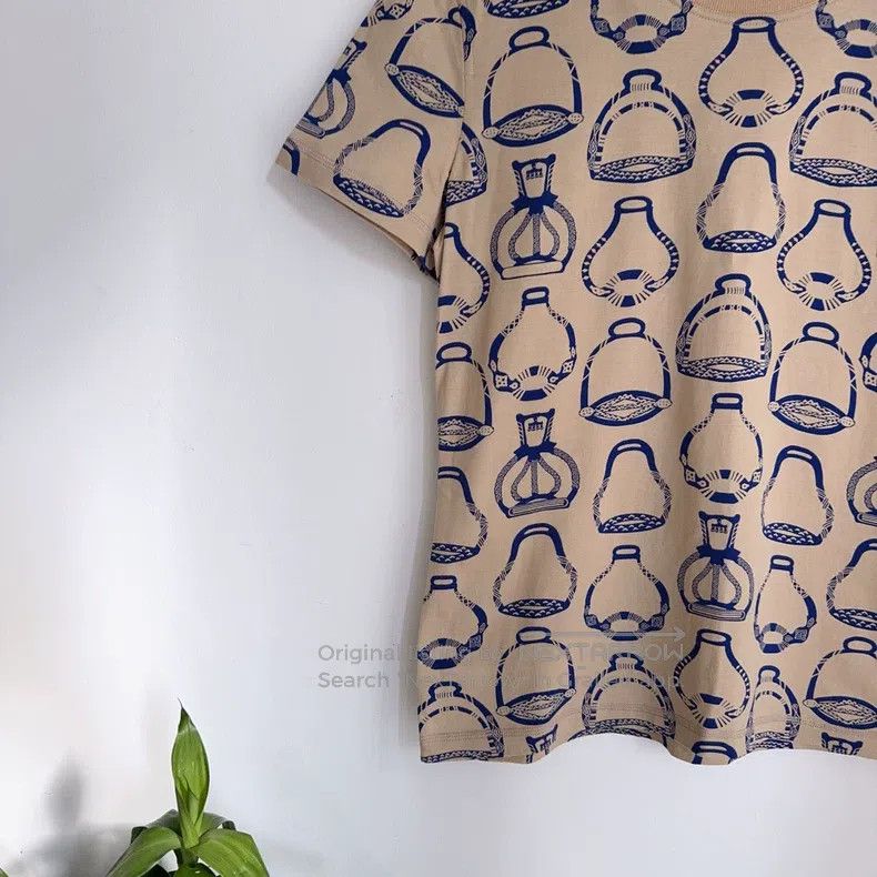 Hermes Hermes Khaki short-sleeved printed T-shirt Size S / US 4 / IT 40 - 5 Thumbnail