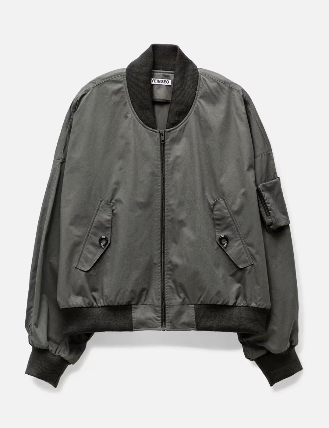 Hyein Seo Hyein Seo Cotton Grey O-Ring Bomber Jacket | Grailed