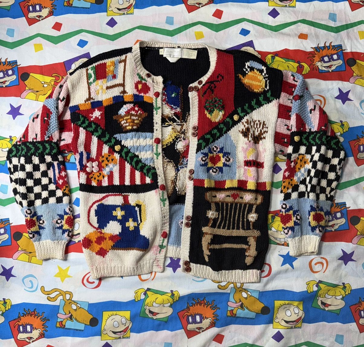 Other Womens Eagle's Eye 90's Vintage Hand Knit Patriotic Cardigan Size M / US 6-8 / IT 42-44 - 1 Thumbnail