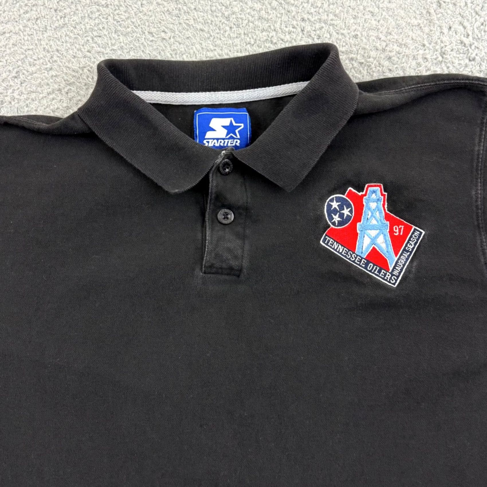 Starter VINTAGE Starter Tennessee Oilers Shirt Mens Large Black 90s NFL Football Polo USA Size US L / EU 52-54 / 3 - 3 Thumbnail