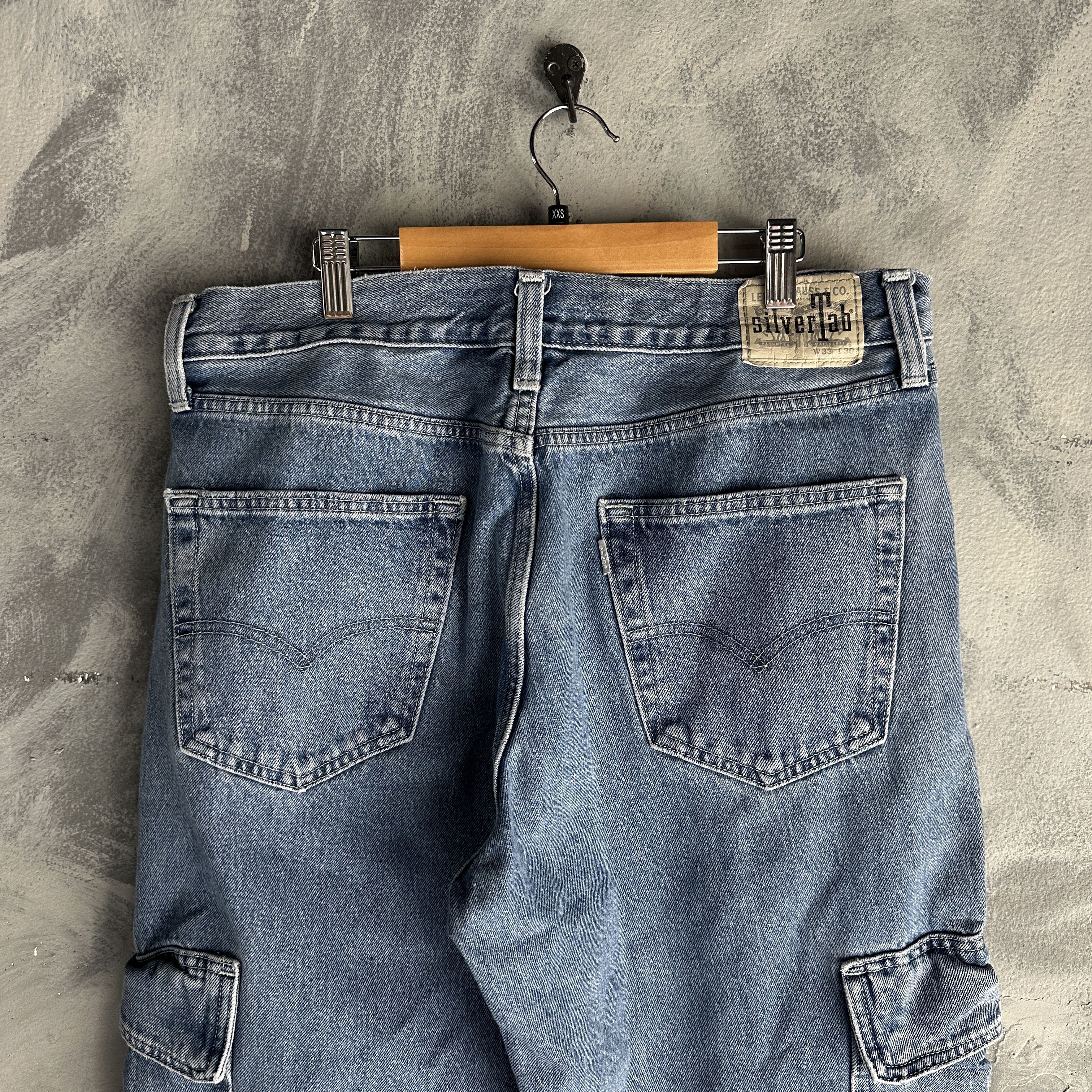Levi's Vtg Levi's SilverTab Cargo Jeans Mens Baggy Flap Pocket Size US 33 - 2 Thumbnail