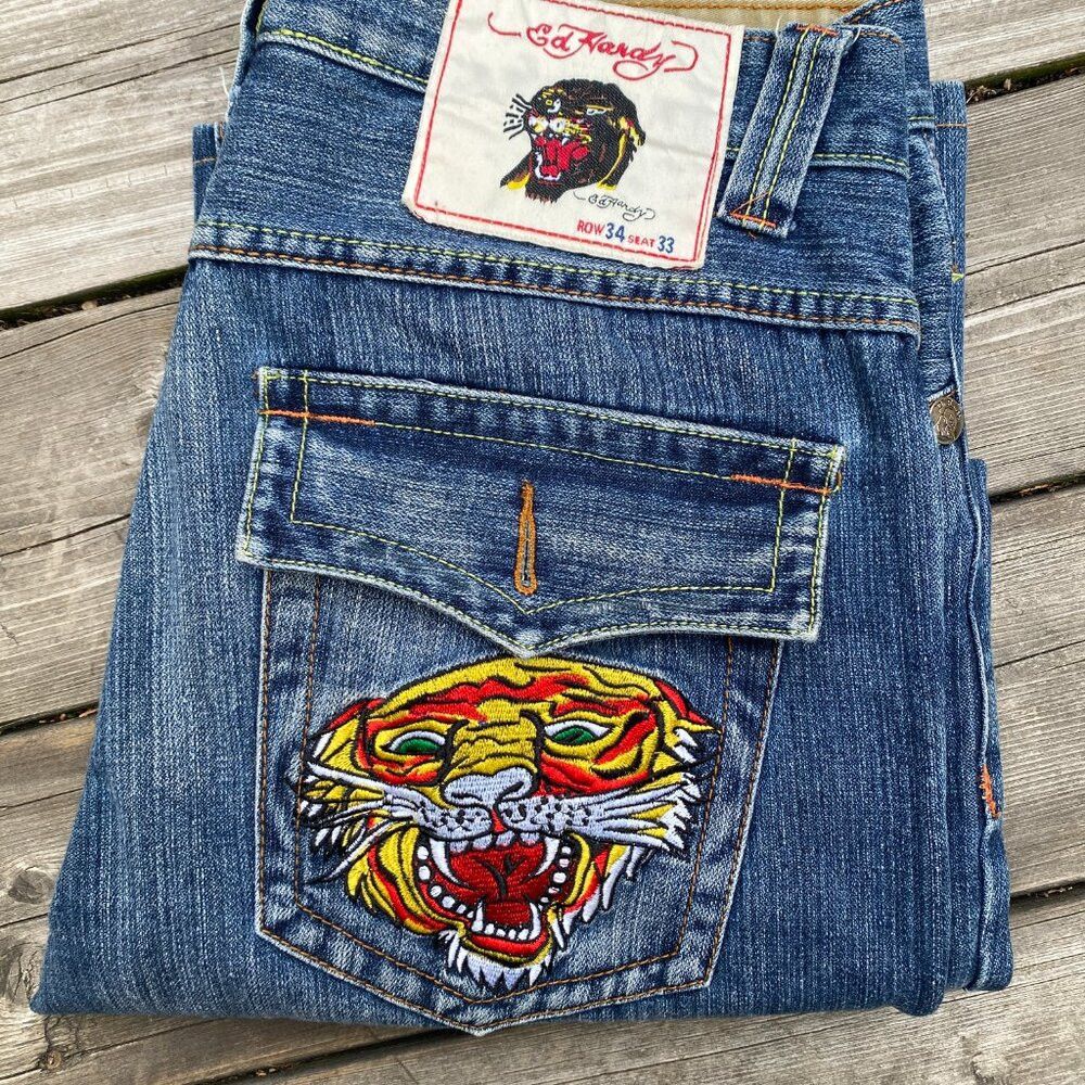 Ed Hardy Vintage Ed Hardy Embroidered Jeans By Christian Audigier Vi Size US 34 / EU 50 - 3 Thumbnail