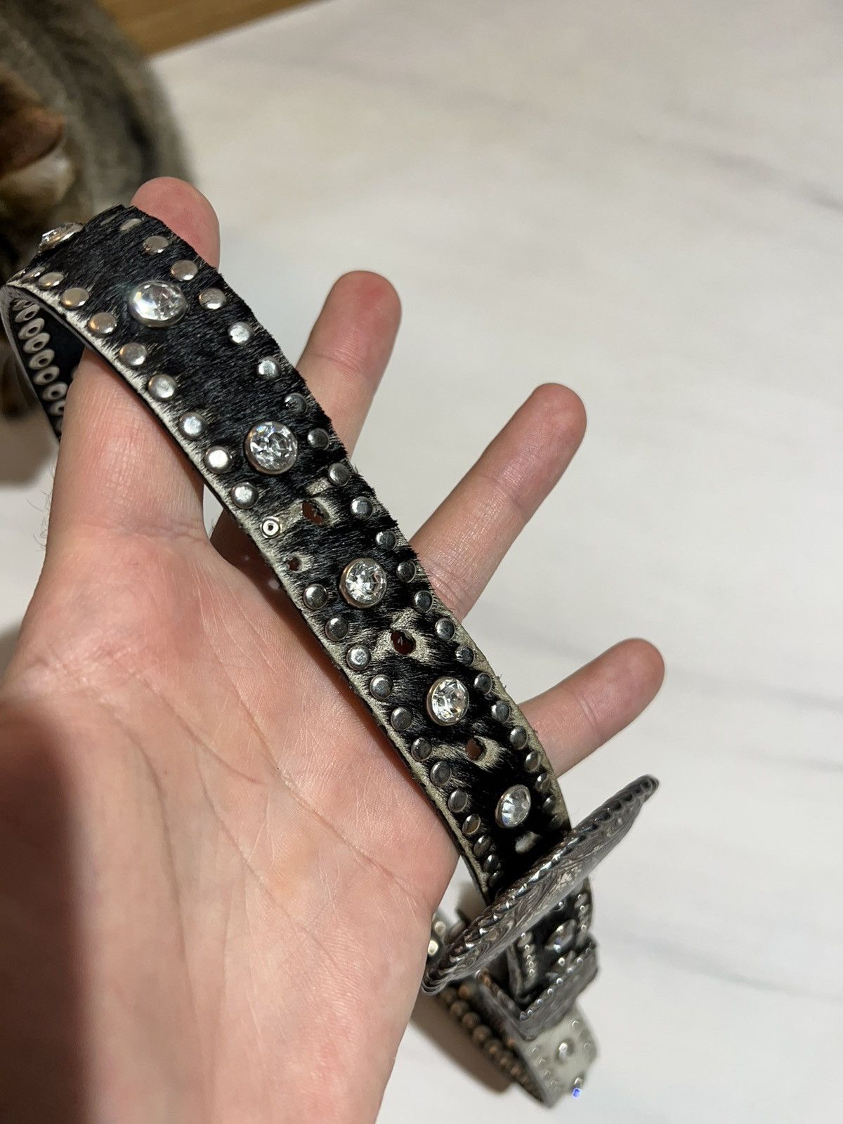 Hysteric Glamour × If Six Was Nine × Vintage Vintage Mohair / Fuzzy Y2K Leather Belt BB Simon style Size 28 - 10 Thumbnail
