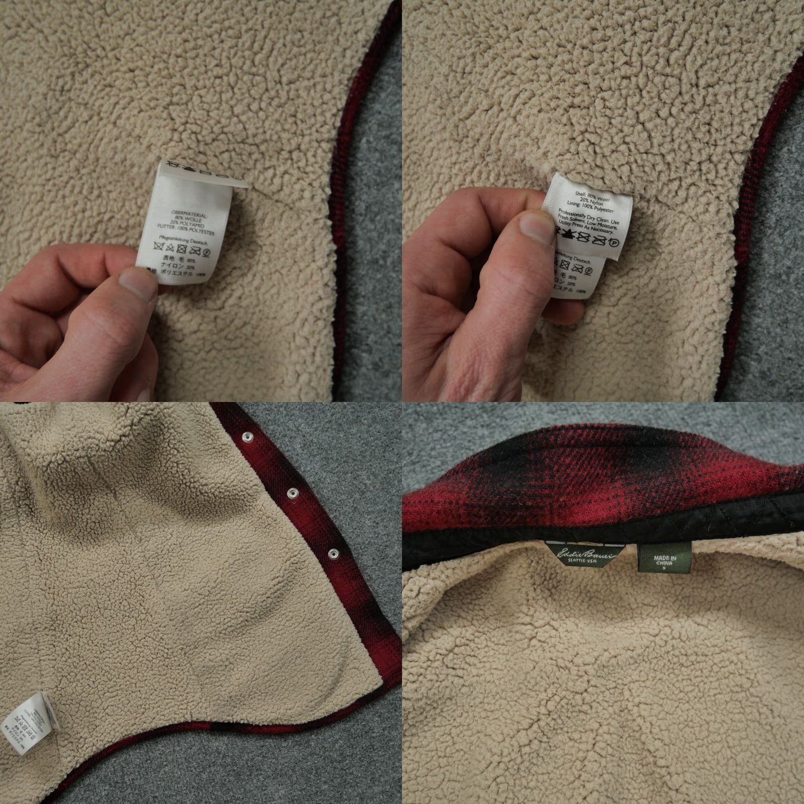Eddie Bauer VINTAGE Eddie Bauer Jacket Womens Small Red Black Buffalo Plaid Sherpa Wool Shacket Size S / US 4 / IT 40 - 8 Thumbnail