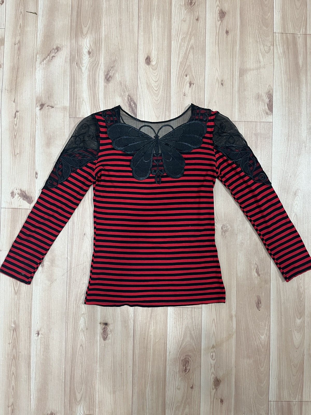 Japanese Brand PUNK Red Stripe Beads Woman Long Sleeve Size S / US 4 / IT 40 - 3 Thumbnail