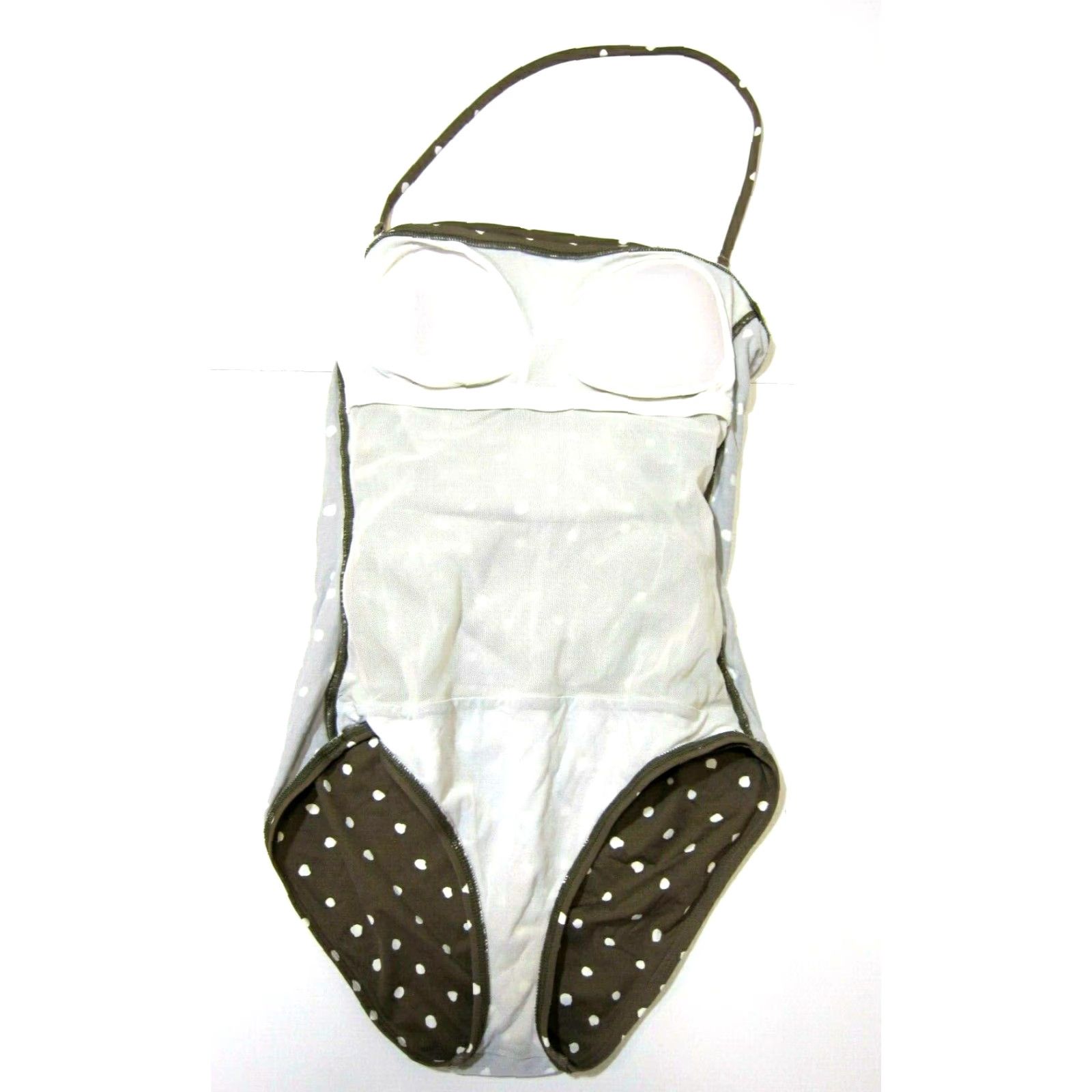 Tommy Bahama VINTAGE Tommy Bahama One Piece Swimsuit Halter Brown White Polka Dot Padded, 8 Women Size ONE SIZE - 6 Thumbnail