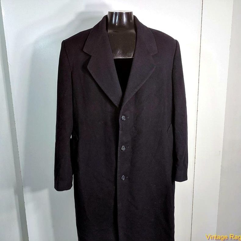 image of Roundtree Yorke Roundtree & Yorke Long Merino Wool Coat Overcoat Mens Size L 44Dark Blue in White