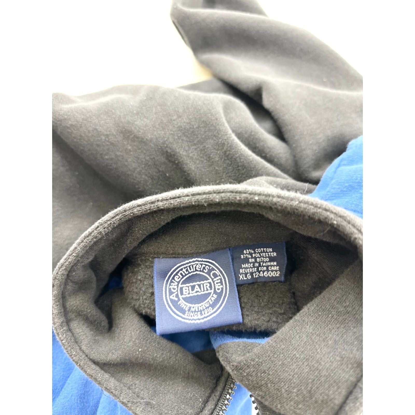 Vintage Adventure Club Sweatshirt Mens XL Black Blue Fleece Lined Full Zip Mock Neck Regular Fit Size US XL / EU 56 / 4 - 3 Thumbnail