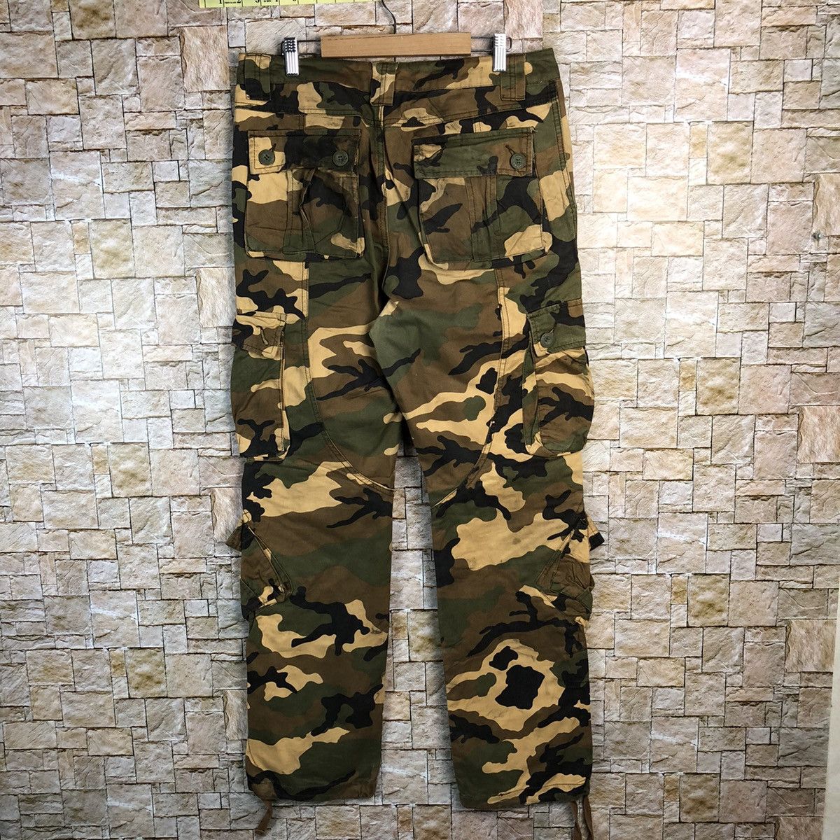 Japanese Brand Matchstick Camo Brown Cargo Multipocket Pants #A138 Size US 31 - 18 Thumbnail