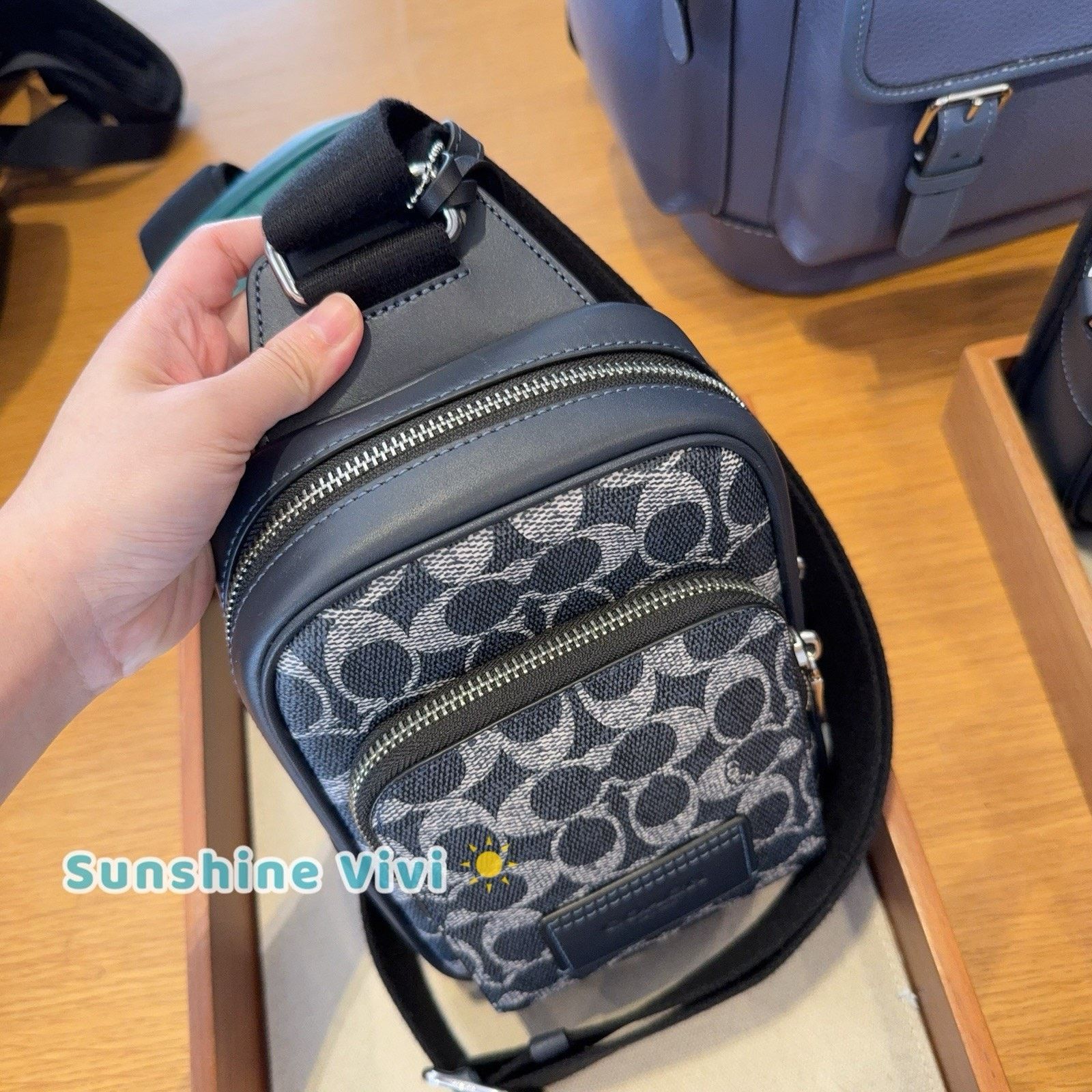 Coach NWT Coach Racer Sling Pack Charms CEB27 Silver Denim Chalk Size ONE SIZE - 2 Thumbnail
