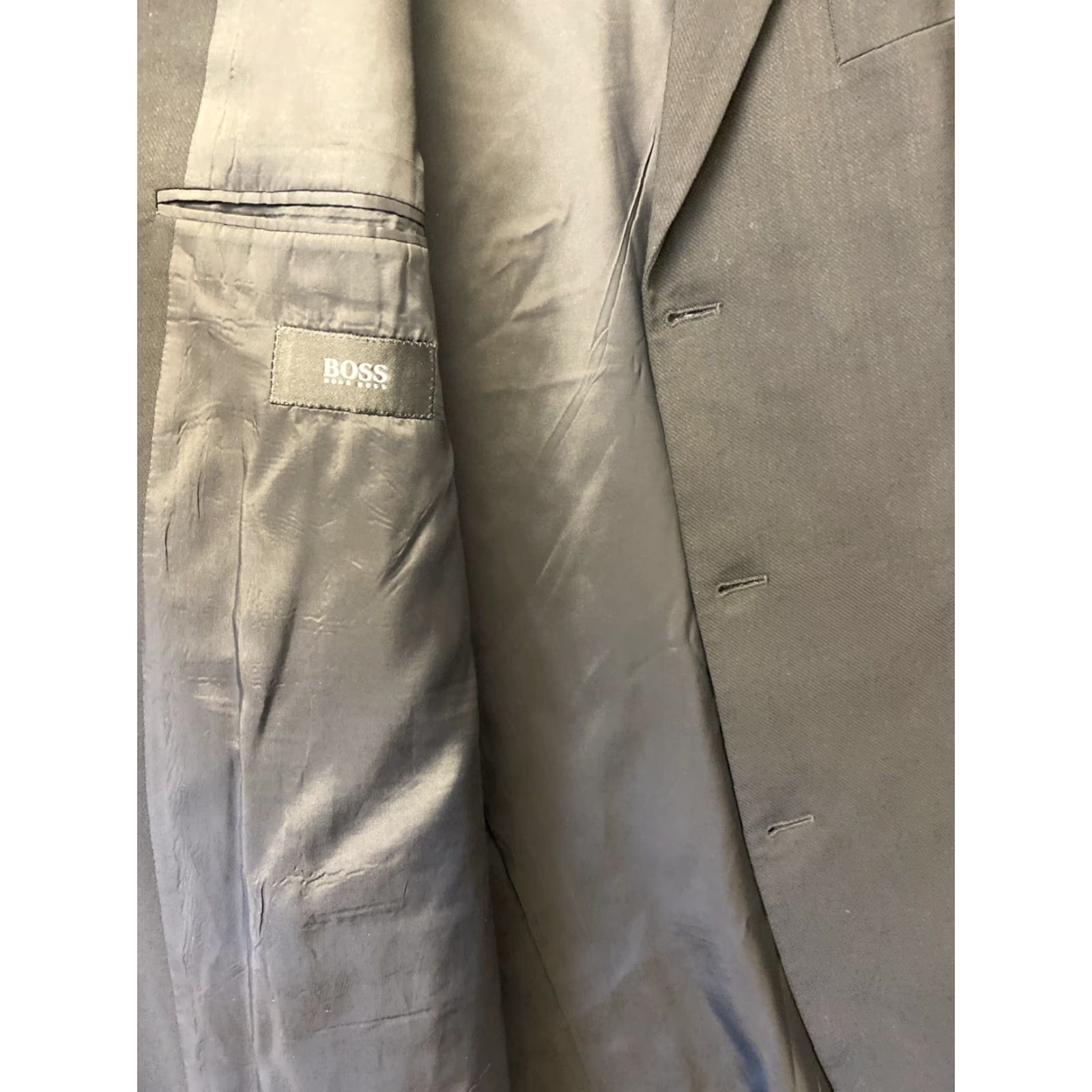 Hugo Boss VINTAGE HUGO BOSS Blazer Single-Breasted 3-Button Wool Black 46L Men’s Long Regular Suit Coat Mens Size 46L - 6 Thumbnail
