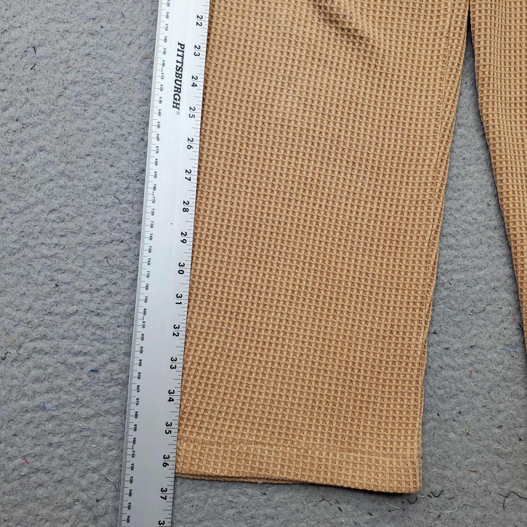 Vintage Aerie Womens XS Tan Waffle Knit Thermal Lounge Pants Wide Leg Elastic Waist Pockets Casual Size 26" / US 2 / IT 38 - 3 Thumbnail
