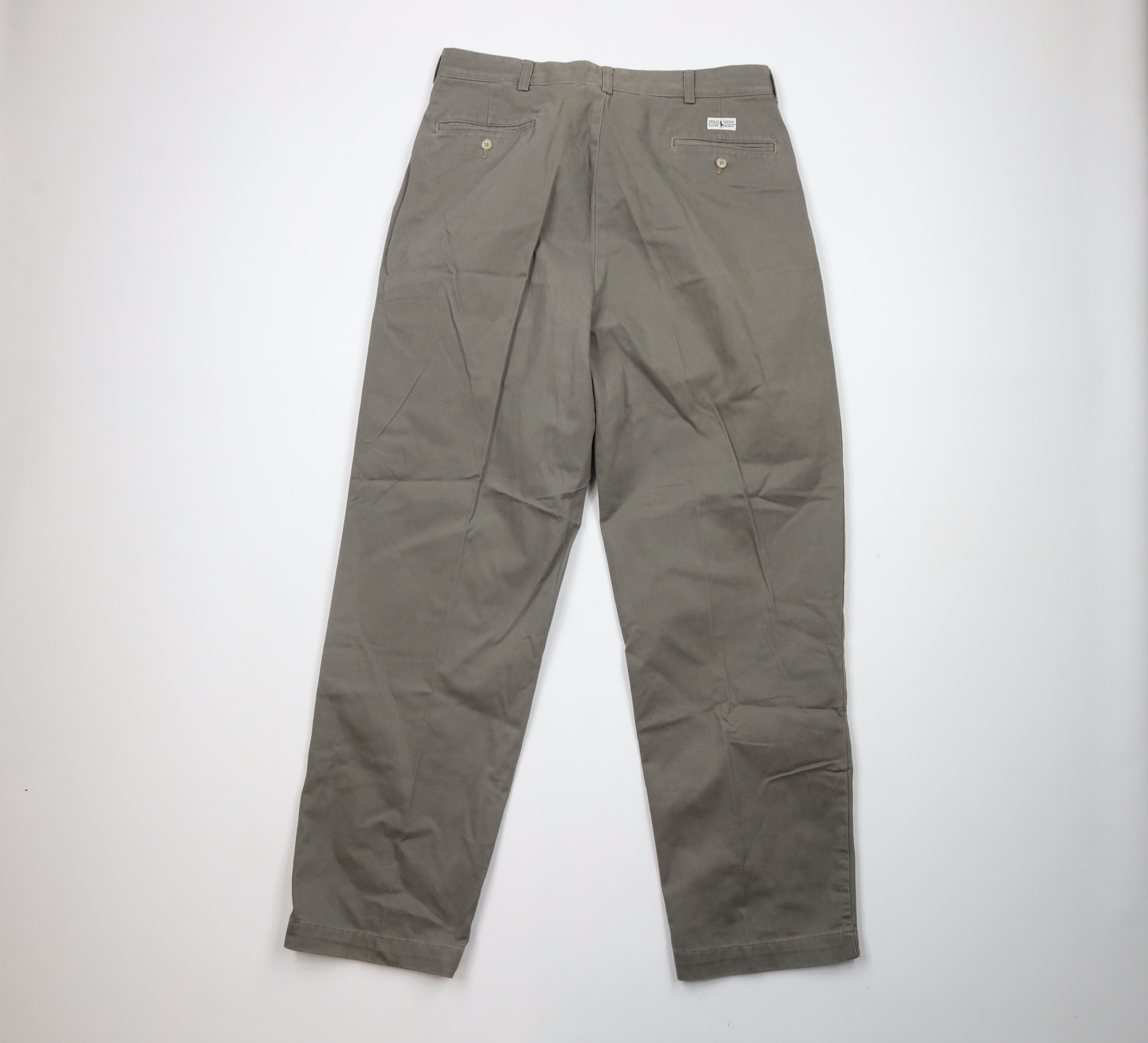Ralph Lauren × Vintage Vintage 90s Ralph Lauren Wide Leg Chino Pants Gray Green Size US 34 / EU 50 - 8 Thumbnail