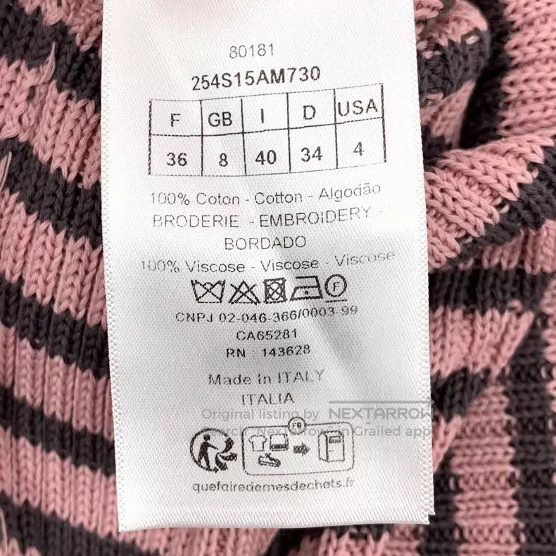 Dior Dior Pink striped logo letter inlaid cotton round-neck sho Size XS / US 0-2 / IT 36-38 - 7 Thumbnail