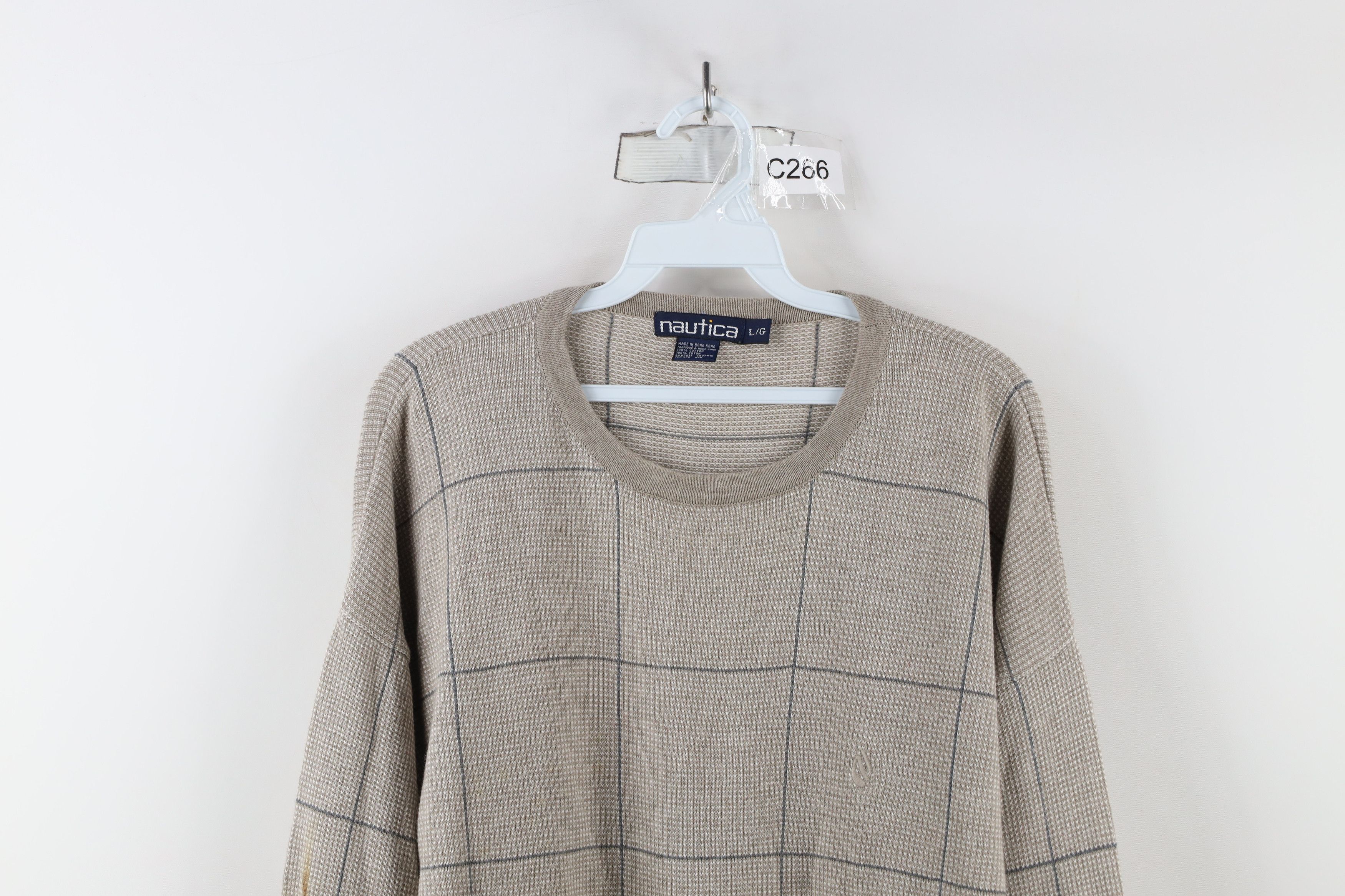 Nautica × Vintage Vintage 90s Nautica Cotton Knit Crewneck Sweater Plaid Size US L / EU 52-54 / 3 - 2 Thumbnail