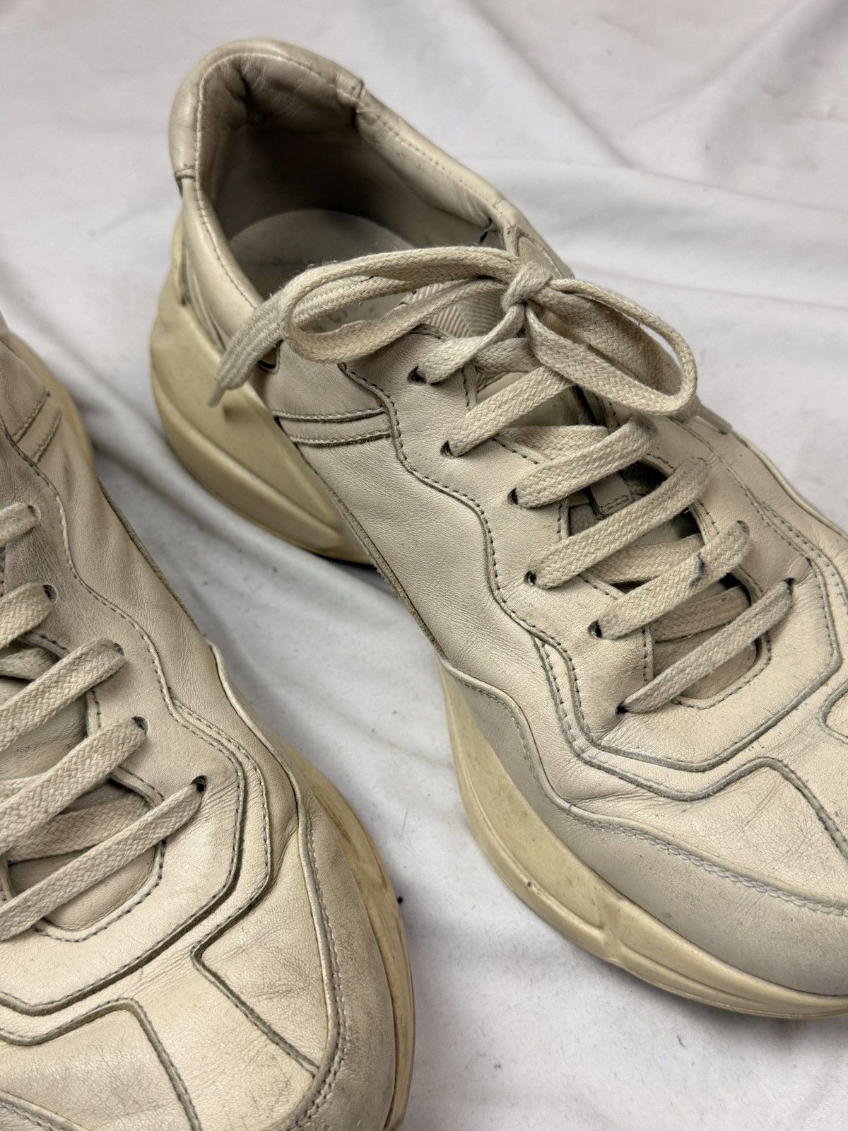 Gucci Gucci Rhyton Leather Sneakers Ivory Off-White Dad Shoes Size US 6.5 / IT 36.5 - 3 Thumbnail