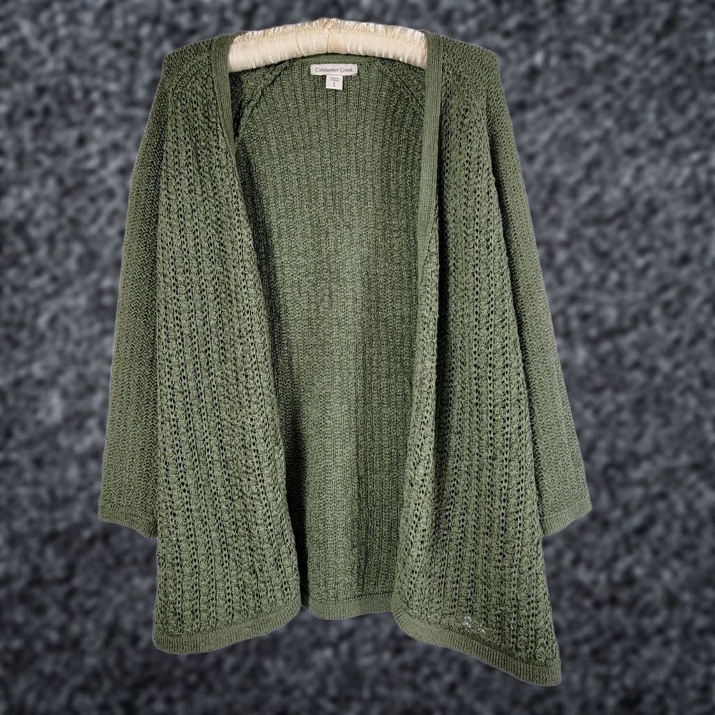 Coldwater Creek Coldwater Creek Women Open Front Cardigan Sweater Small Green Knit Textured Raglan Sleeve Long Sleeve Casual Vintage: No Size S / US 4 / IT 40 - 1 Thumbnail